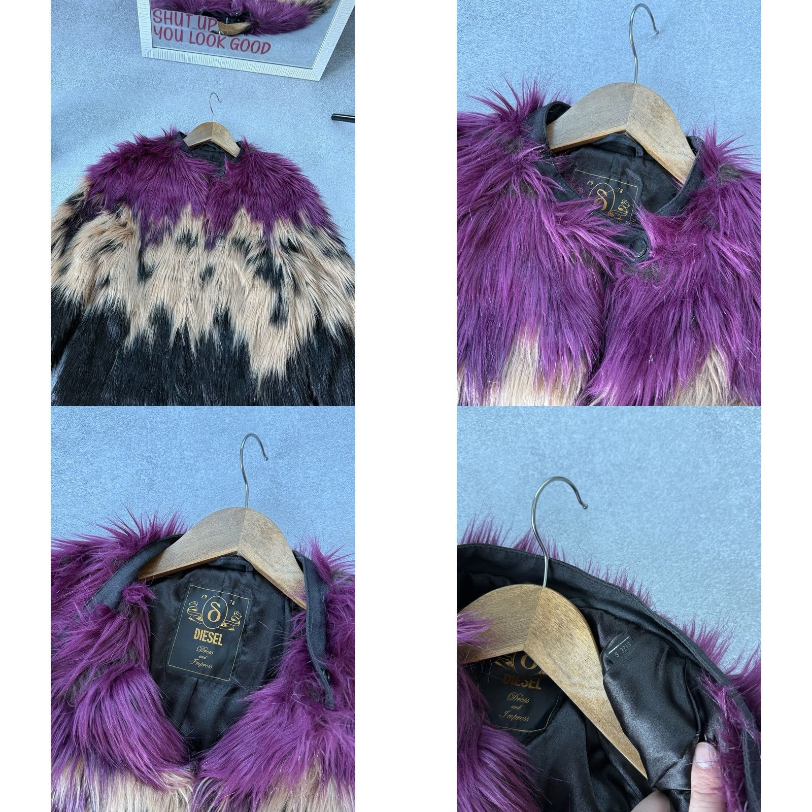Diesel VINTAGE Diesel Overcoat Jacket S Black Faux Fur Y2K Archive RRP 500 Size S / US 4 / IT 40 - 8 Thumbnail