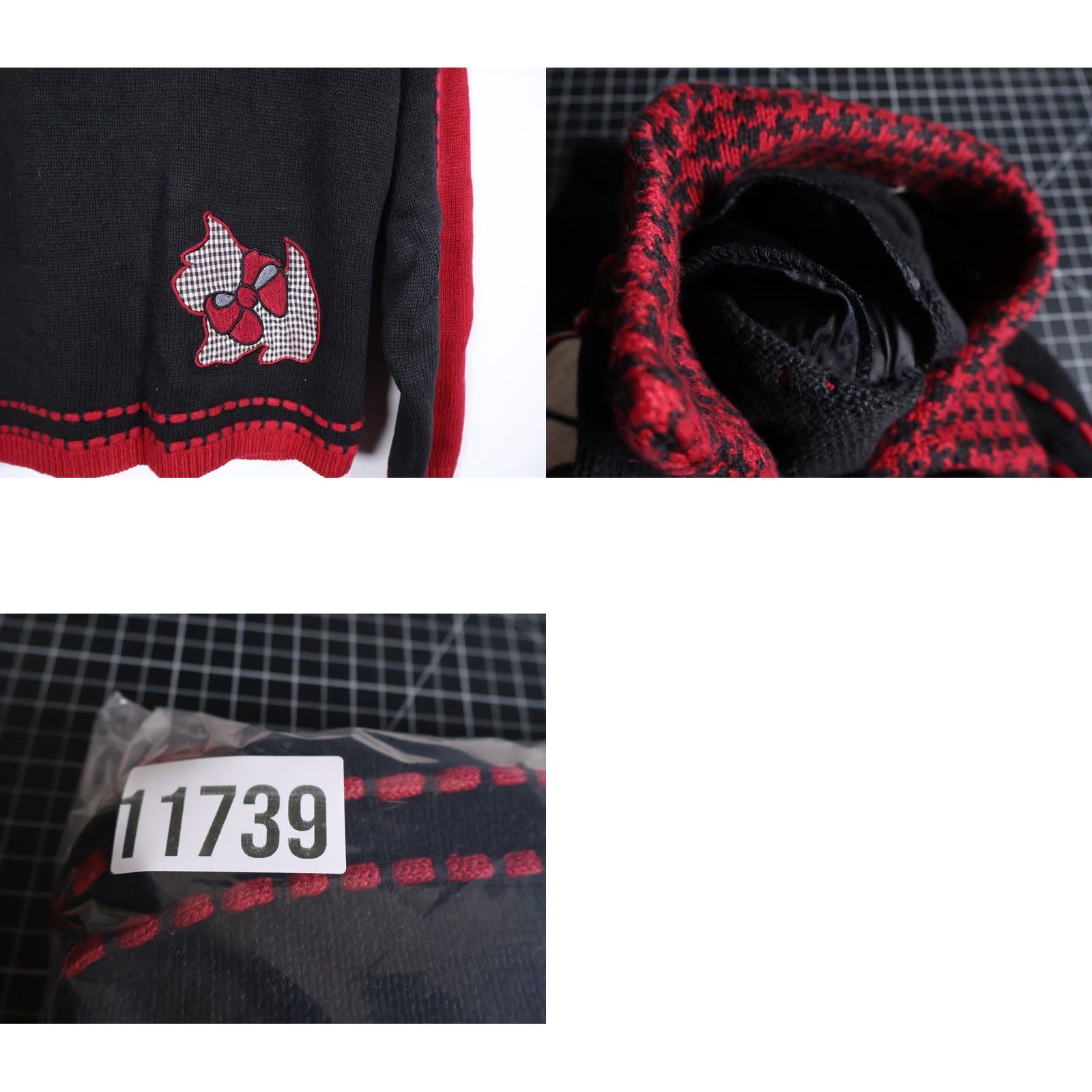 Vintage VINTAGE Scottie Terrier Motif Zip Cardigan Women's Medium Black Red Chunky Knit Sweater Size M / US 6-8 / IT 42-44 - 9 Thumbnail