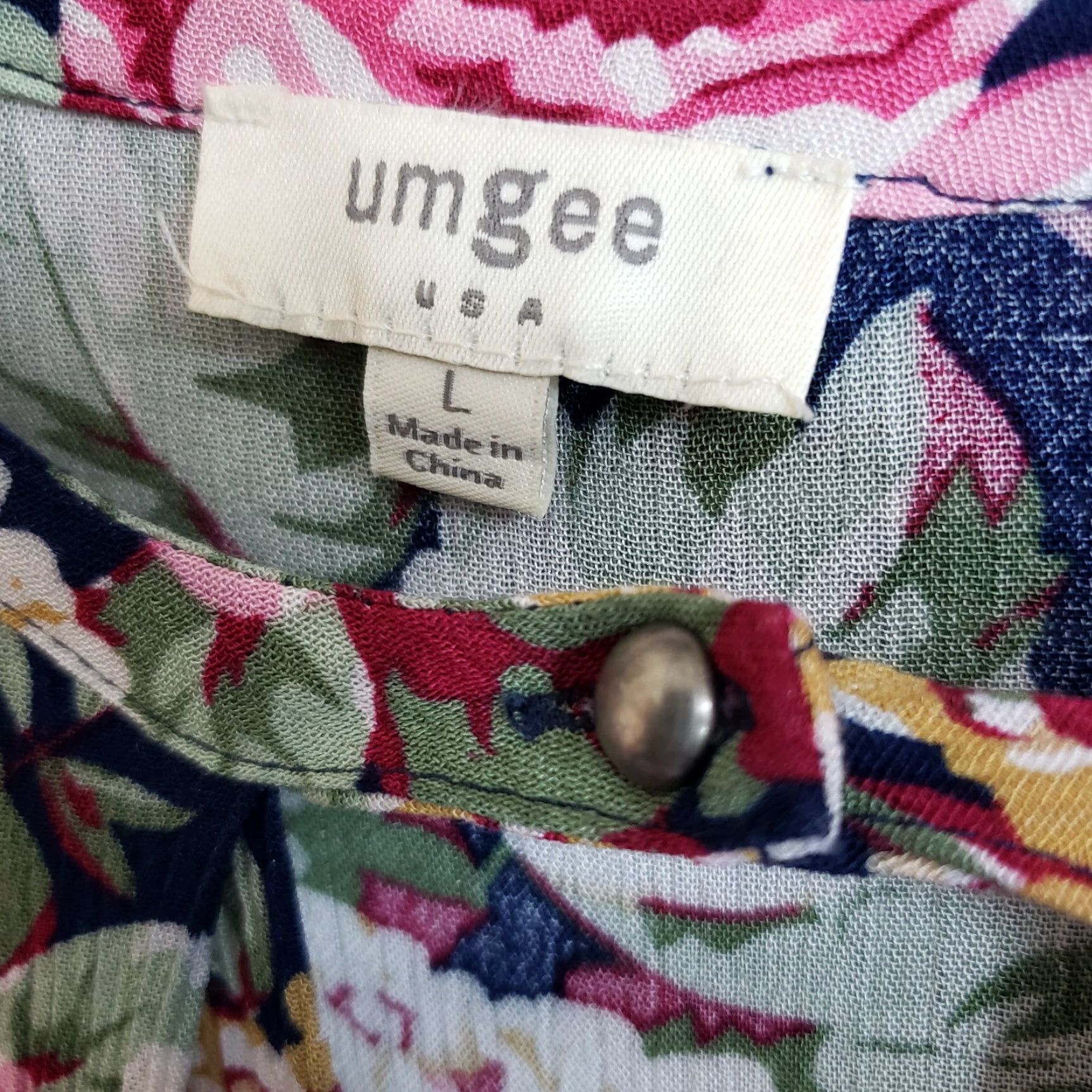Vintage Umgee Womens Dress L Blue Pink Floral Cotton Blend Size L / US 10 / IT 46 - 5 Thumbnail