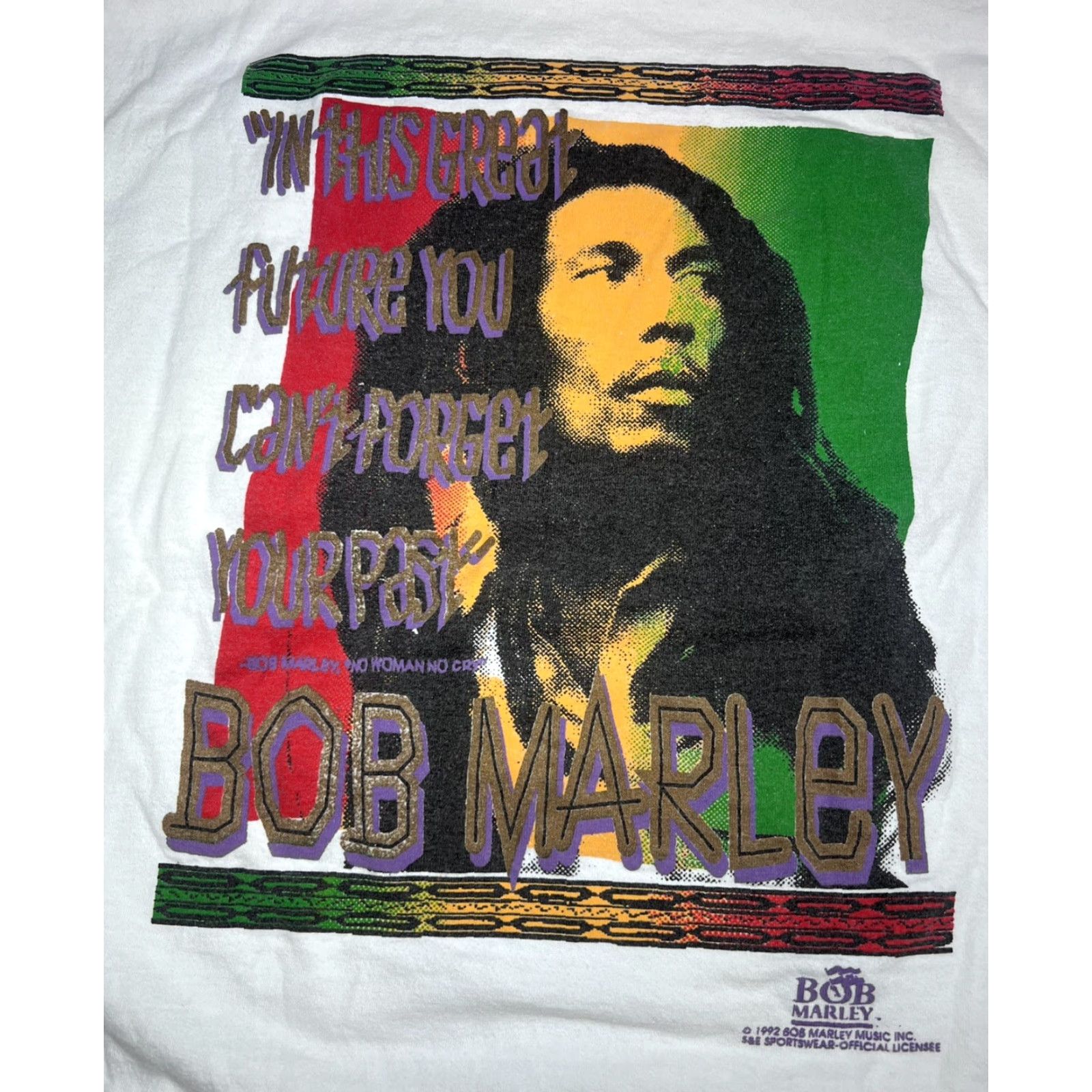 Vintage VINTAGE Balzout Bob Marley No Woman No Cry Quote Tshirt L USA Shirt Men L Yellow 1992 Size US L / EU 52-54 / 3 - 5 Thumbnail