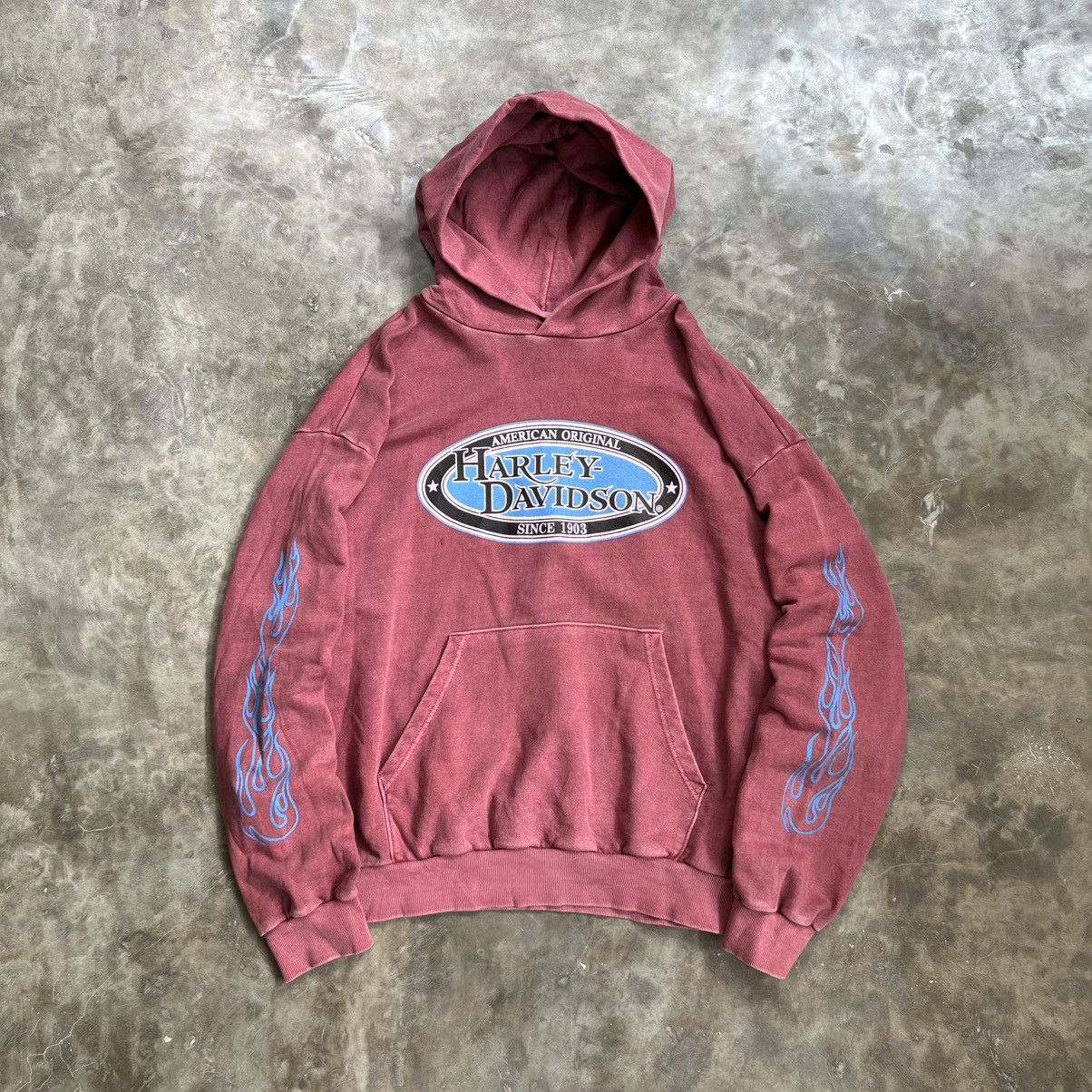 Harley Davidson 2000’s Washed Oversize Harley Davidson Hoodie Size US XL / EU 56 / 4 - 1 Thumbnail