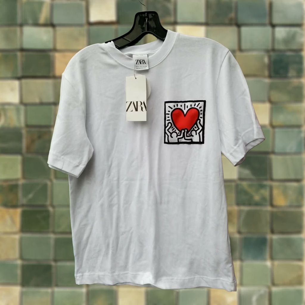 Zara ZARA Keith Haring T-Shirt Shirt White S New with Tags Mens Short Sleeve Crew Neck Love Limited Edition Vintage: No Boys Womens? Size US S / EU 44-46 / 1 - 1 Thumbnail