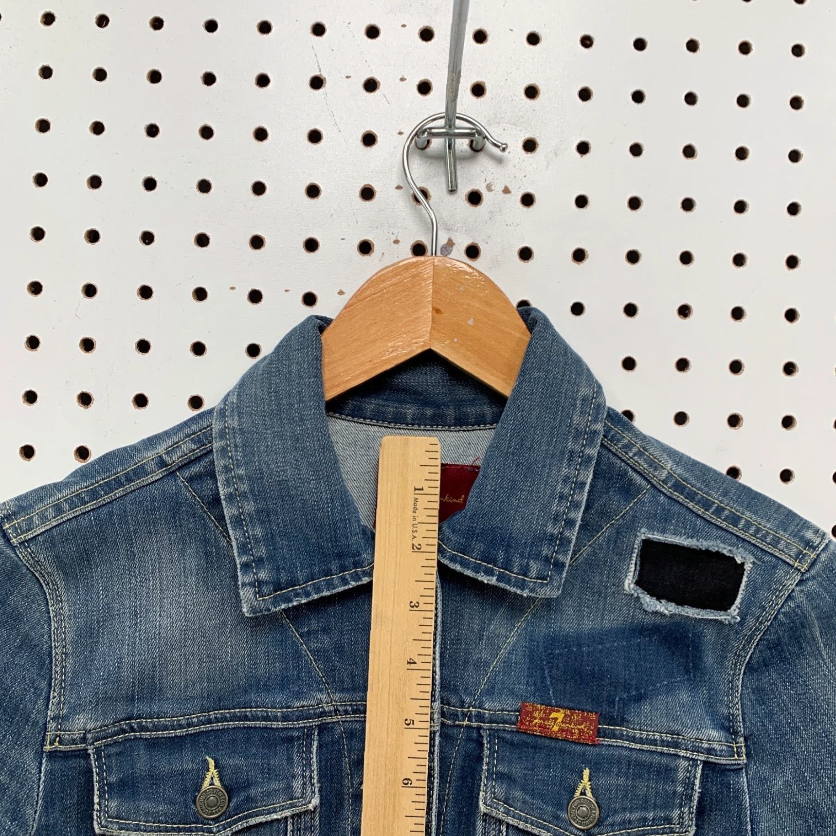 7 For All Mankind VINTAGE Y2K 7 For All Mankind Denim Jacket Blue Womens XS Studded Biker Size XS / US 0-2 / IT 36-38 - 7 Thumbnail