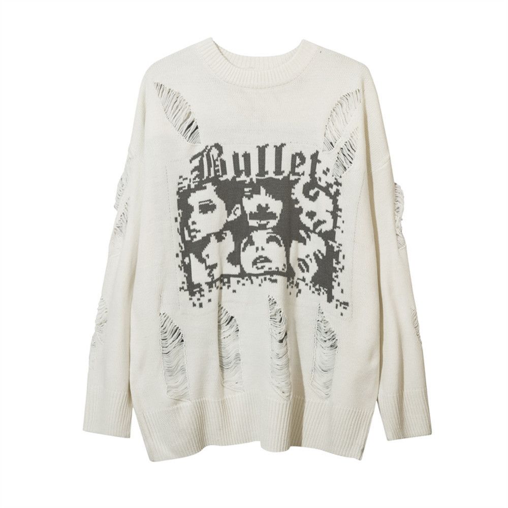 Vintage Men's loose ripped character crew neck sweater Size US M / EU 48-50 / 2 - 2 Thumbnail