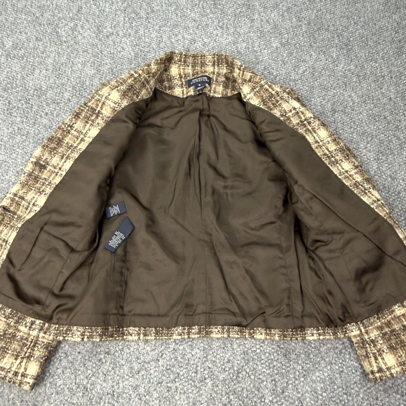 Jones New York VINTAGE Jones New York Blazer Womens 8 Brown Plaid Tweed Two Button Business Workwear Size M / US 6-8 / IT 42-44 - 6 Thumbnail