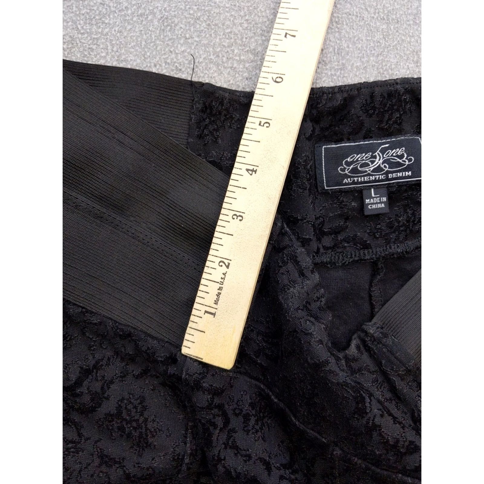 Velvet One 5 Pants Womens L Black Velvet Floral Skinny Jegging Stretch Pull Size 36" / US 14 / IT 50 - 5 Thumbnail
