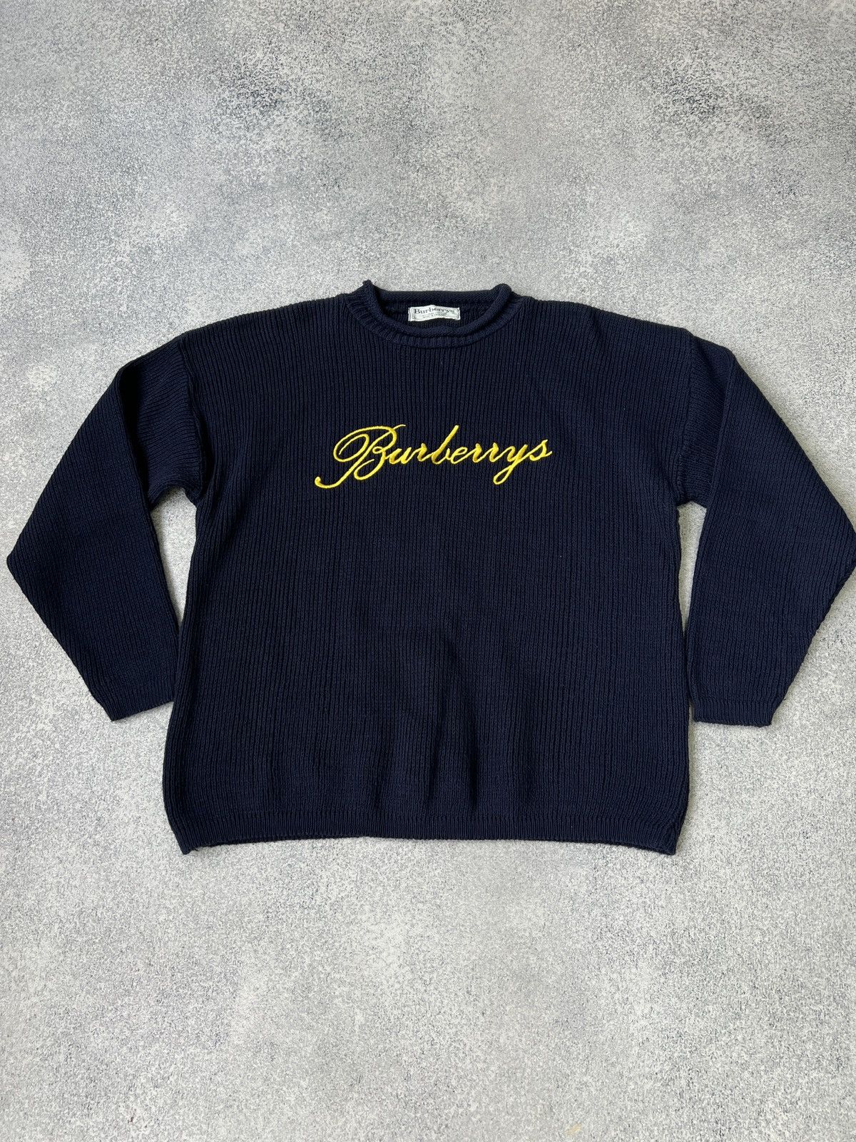 Burberry × Vintage Vintage Burberry Big Logo heavy knit sweater Size US L / EU 52-54 / 3 - 2 Thumbnail