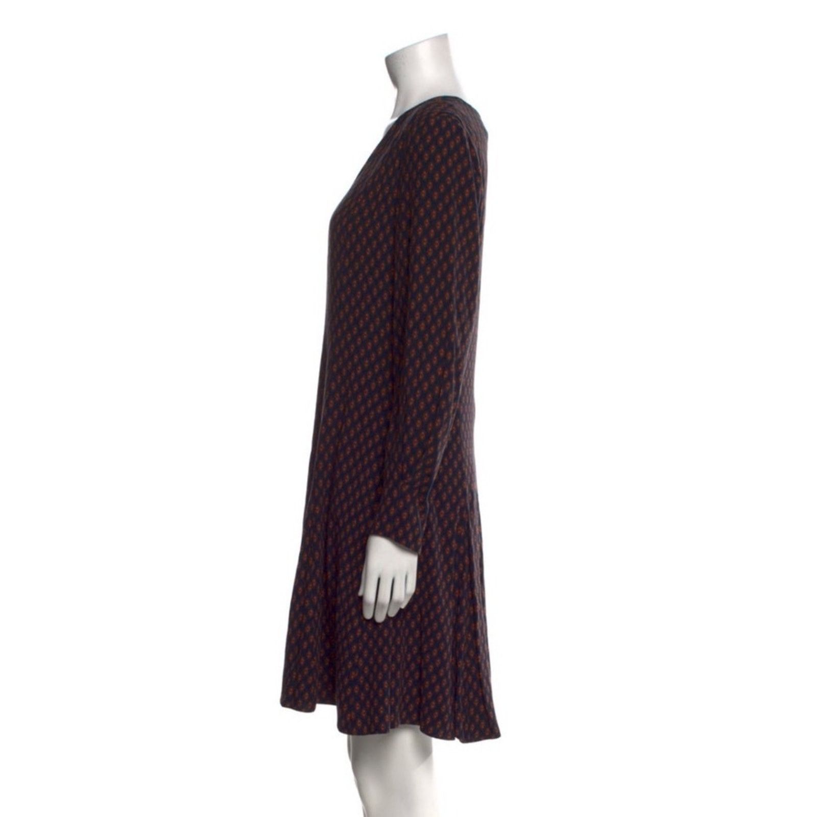 Jigsaw Jigsaw Navy & Rust Polka Dot Long Sleeve Mini Dress Size M / US 6-8 / IT 42-44 - 3 Thumbnail