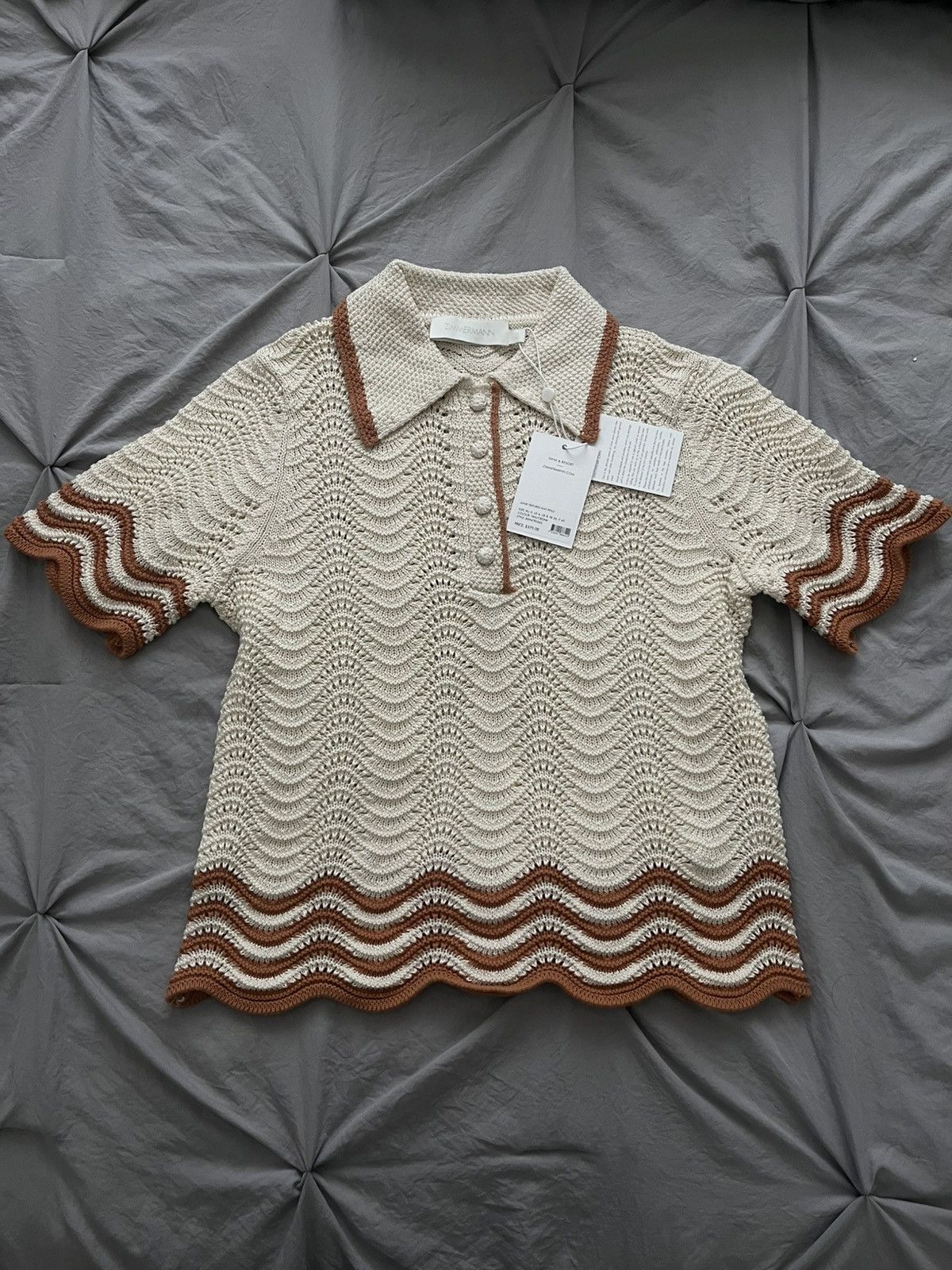 Zimmermann ZIMMERMANN JUNIE TEXTURED KNIT POLO Size S / US 4 / IT 40 - 1 Thumbnail