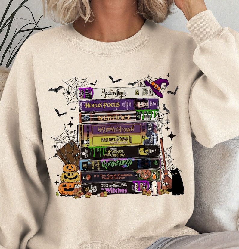 Designer Vintage Halloween VHS Movies Sweatshirt Size M / US 6-8 / IT 42-44 - 1 Thumbnail