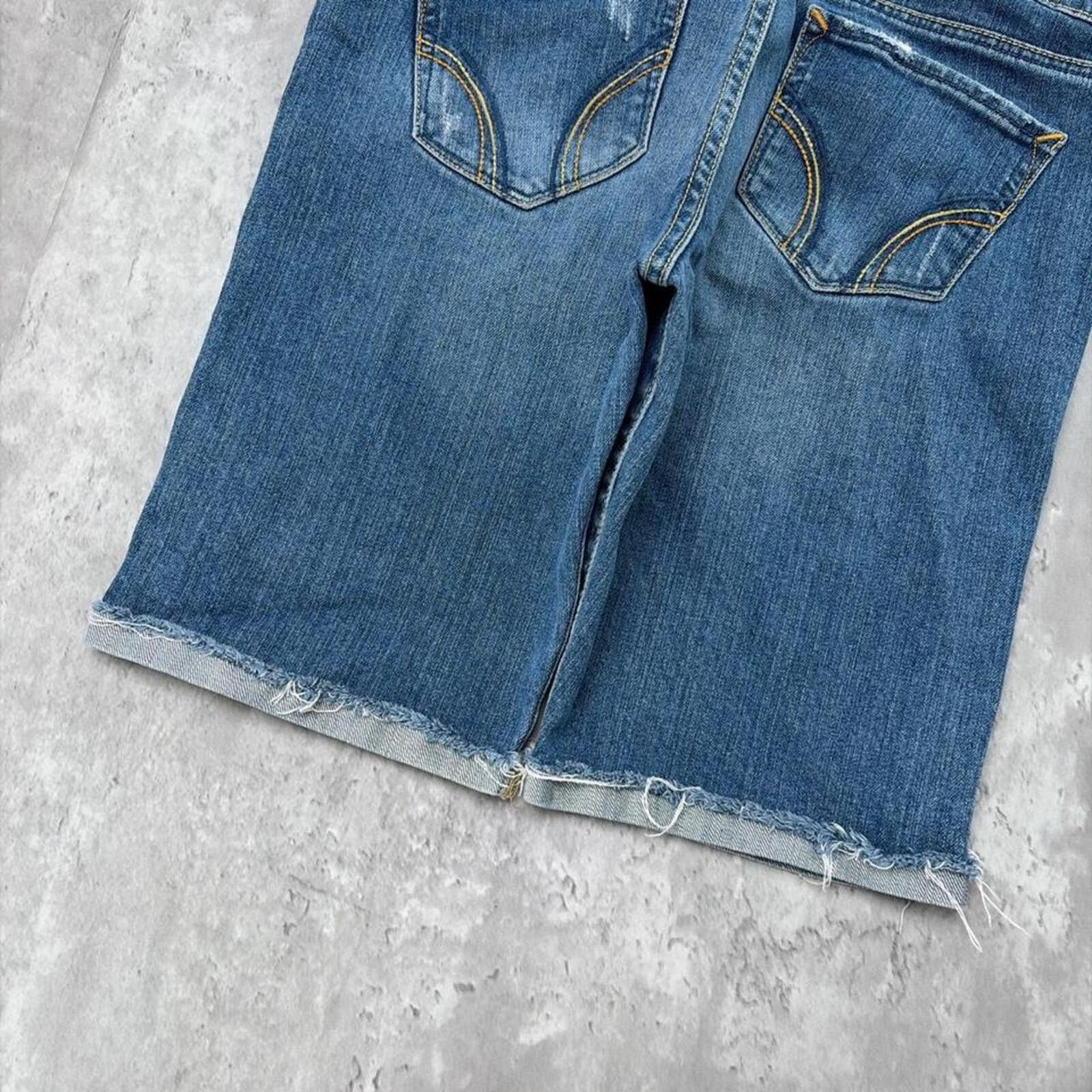Other Y2K Blue Hollister Surf Grunge Capri Denim Shorts Size 30" / US 8 / IT 44 - 4 Thumbnail
