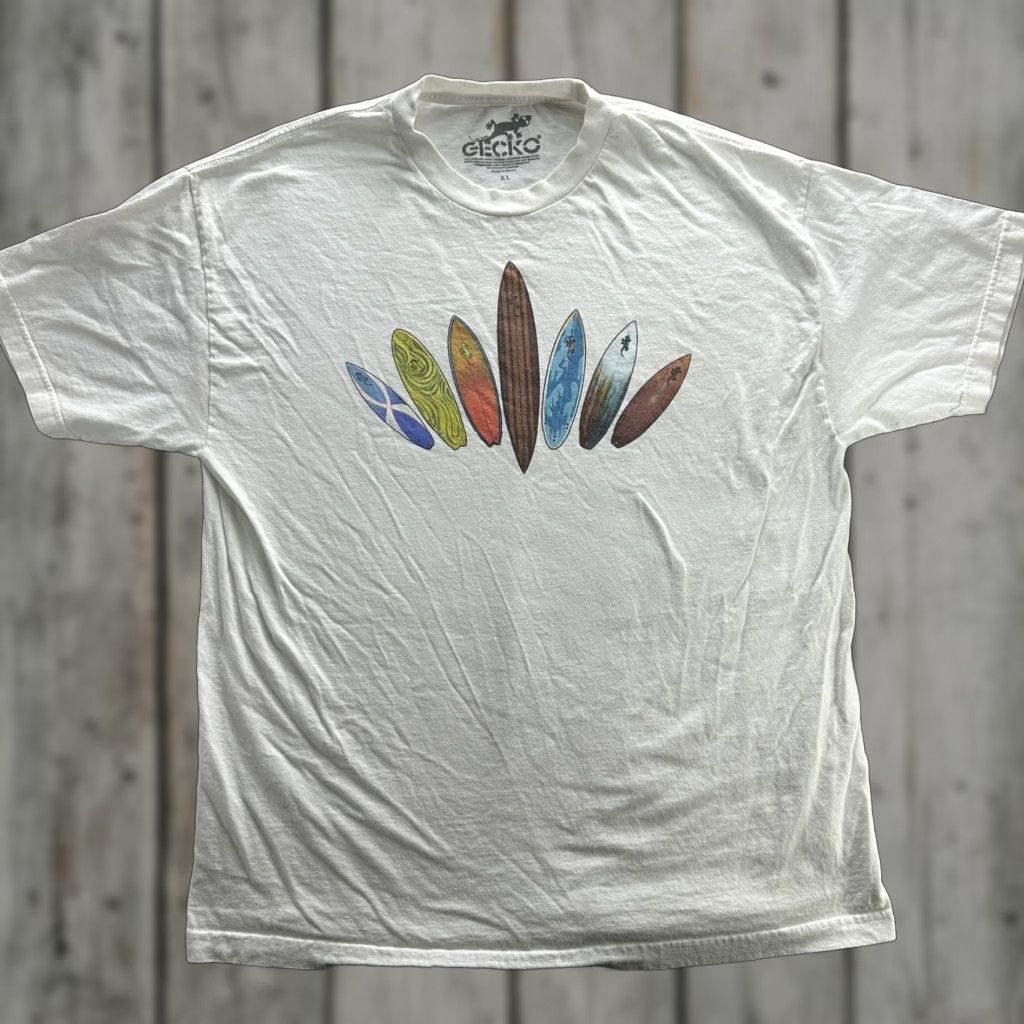 Vintage Gecko Shirt Mens XL White Surfboard Graphic Beach Tee Short Sleeve Surf Skate Shirts? Size US XL / EU 56 / 4 - 1 Thumbnail