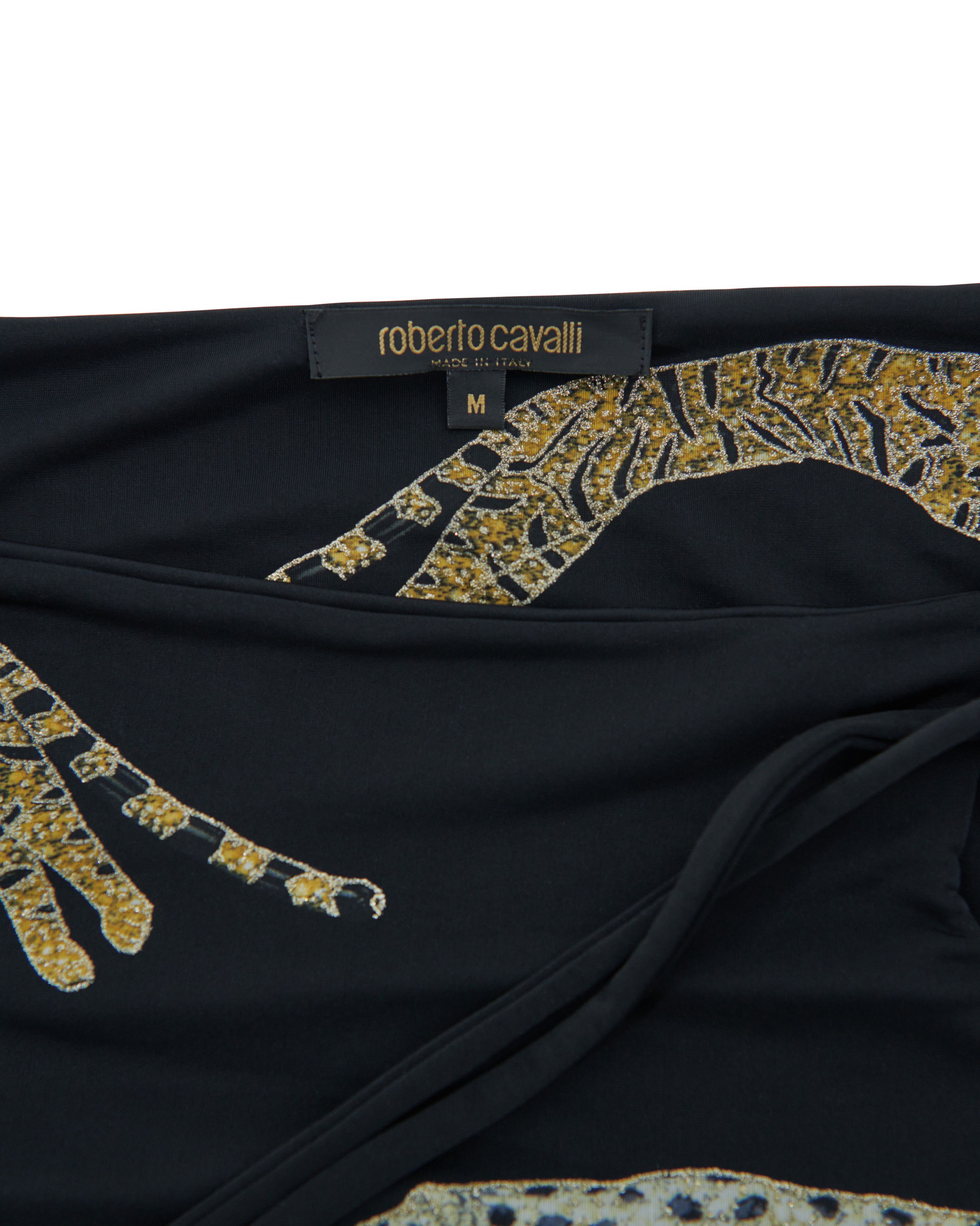 Roberto Cavalli F/W 2002 Black Leopard and tigers print top and pants set Size XS / US 0-2 / IT 36-38 - 5 Thumbnail