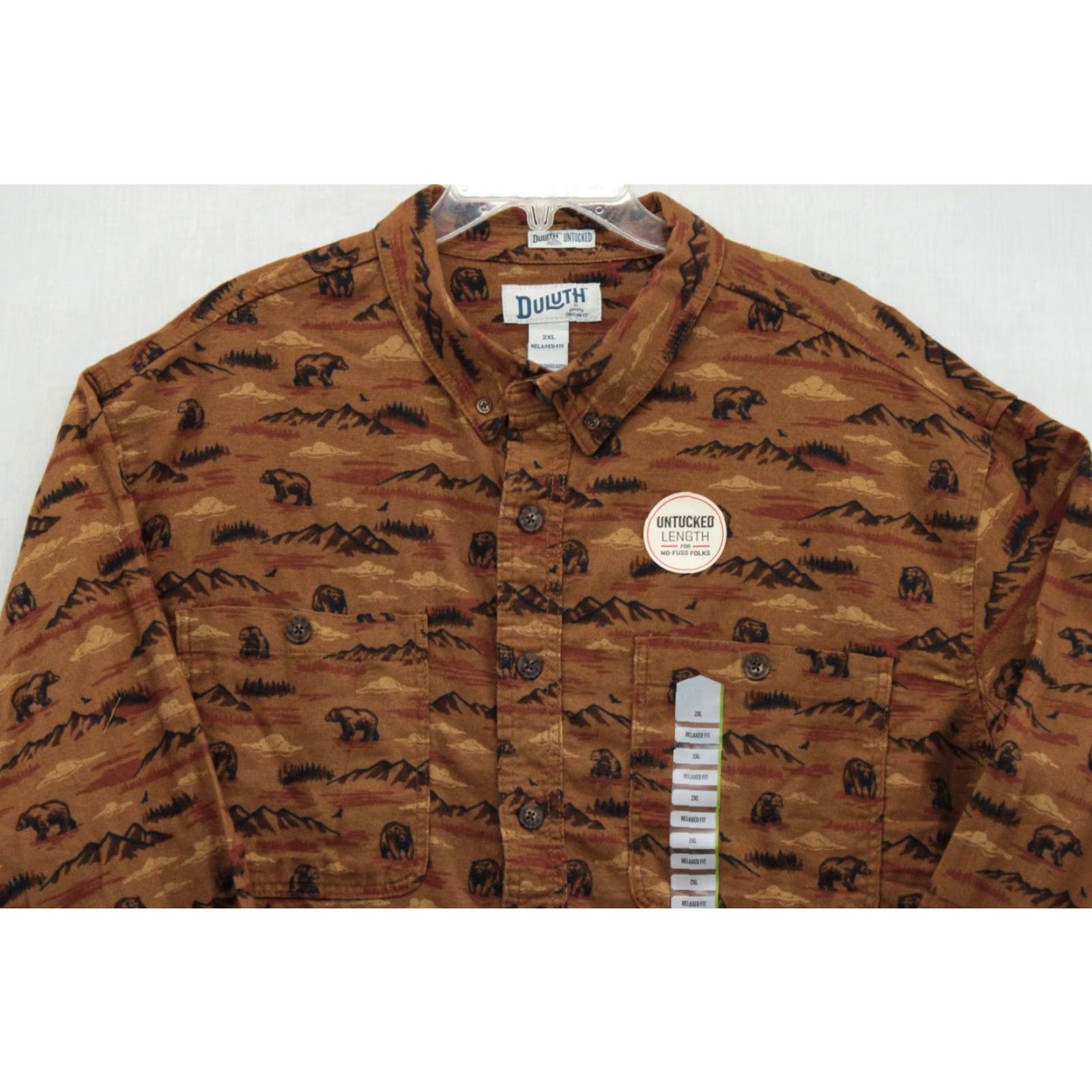 Vintage Duluth NWT Men Shirt Swingin Untucked Free Flannel Brown Bear Print Outdoors 2XL Button-Up Collared Long Sleeve Size US XXL / EU 58 / 5 - 2 Thumbnail