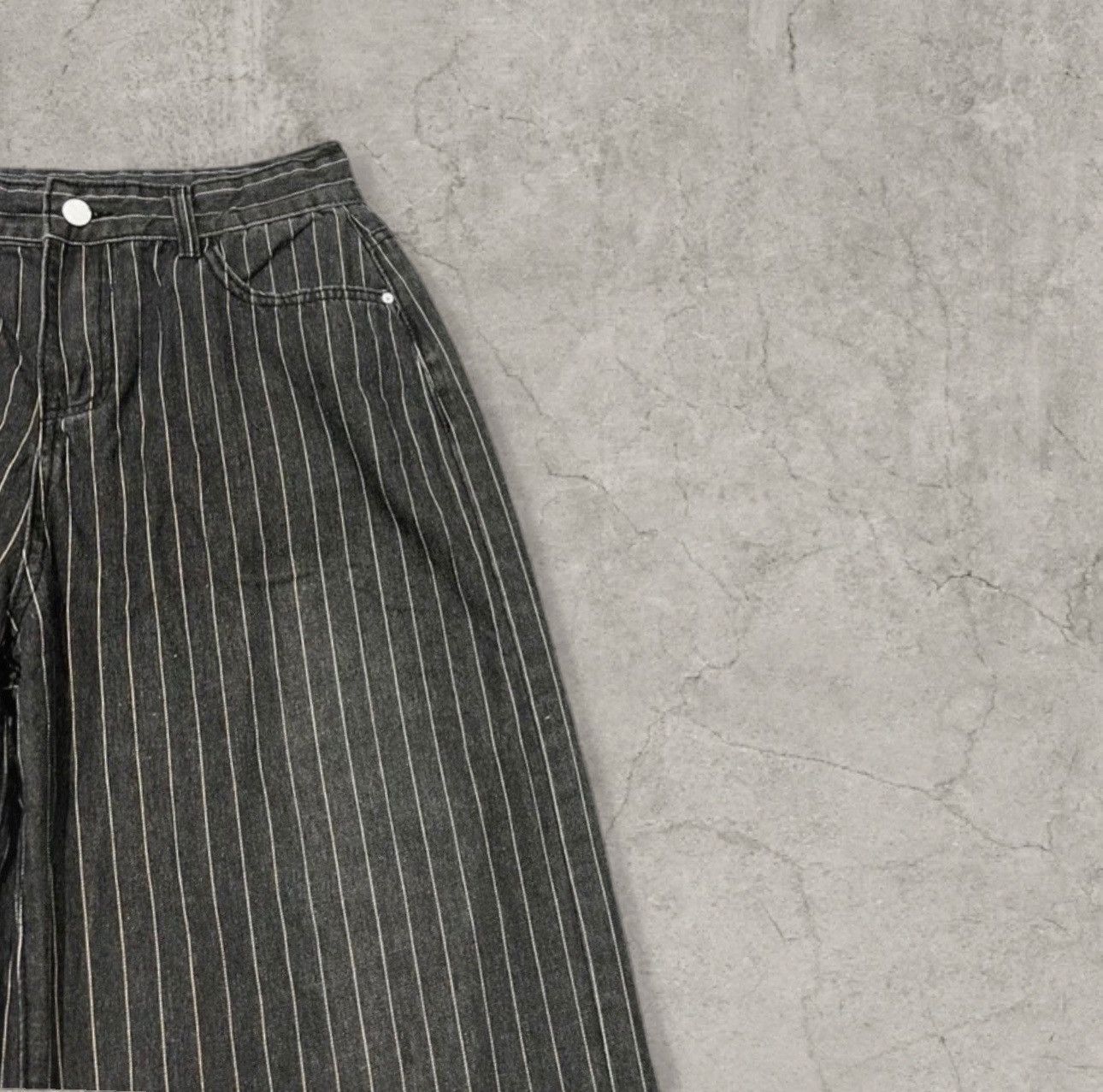 Japanese Brand Cool wide skater Japanese style jeans- stripe black. Size S Size US 30 / EU 46 - 2 Thumbnail