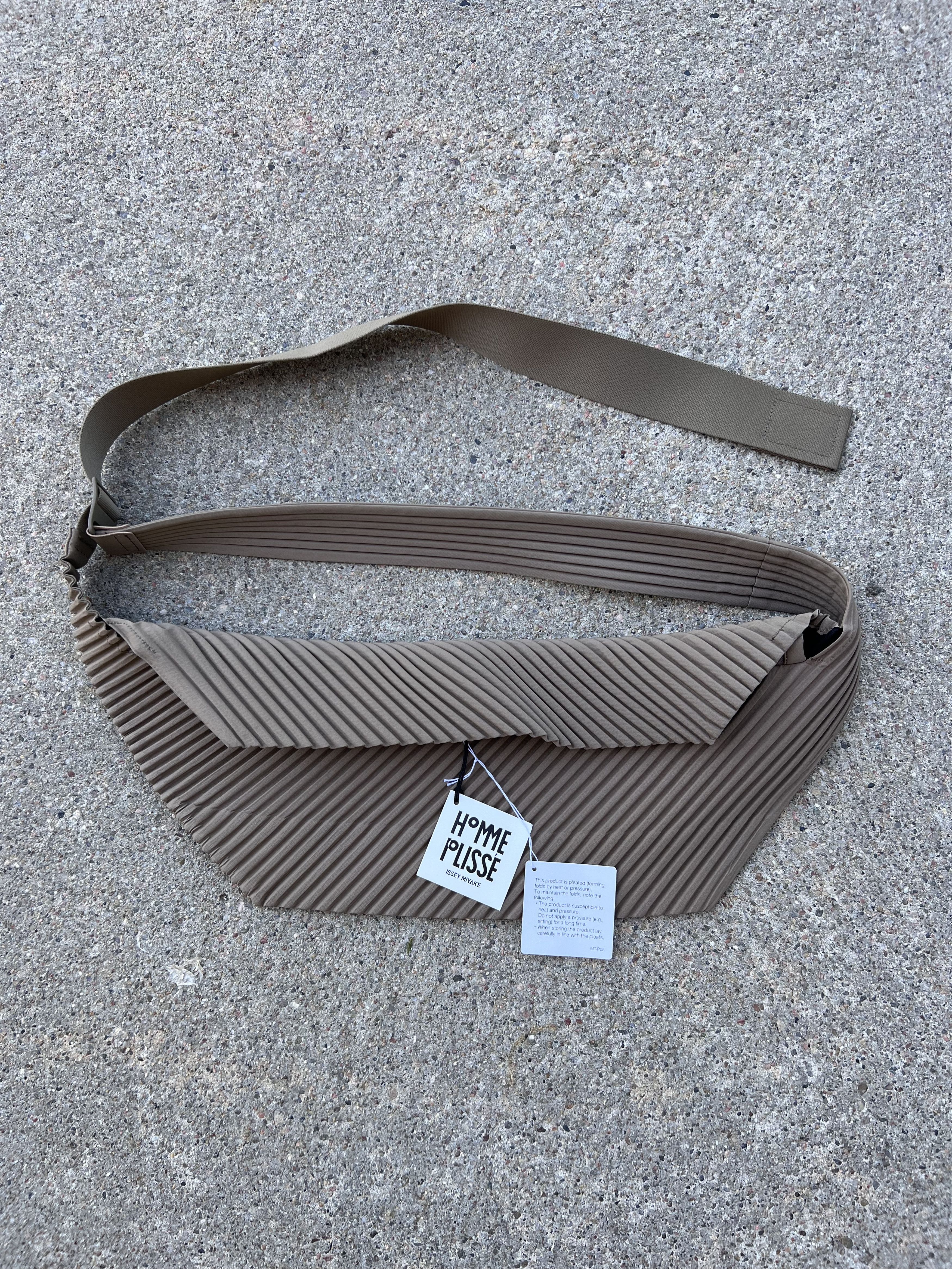 Homme Plisse Issey Miyake Pleated Crossbody Bag In Brown, Men's