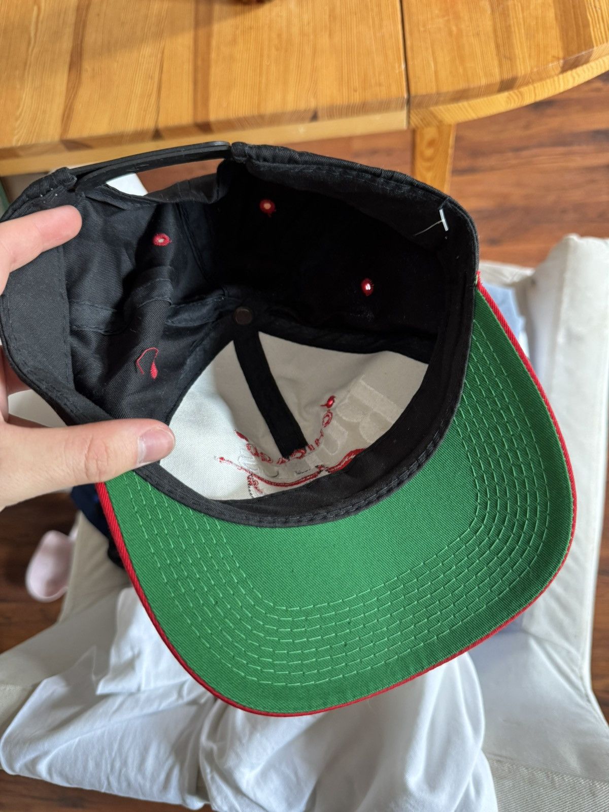 NBA × Vintage Chicago Bulls Vintage Hat Snapback NBA Red Black Print Rare Size ONE SIZE - 4 Thumbnail