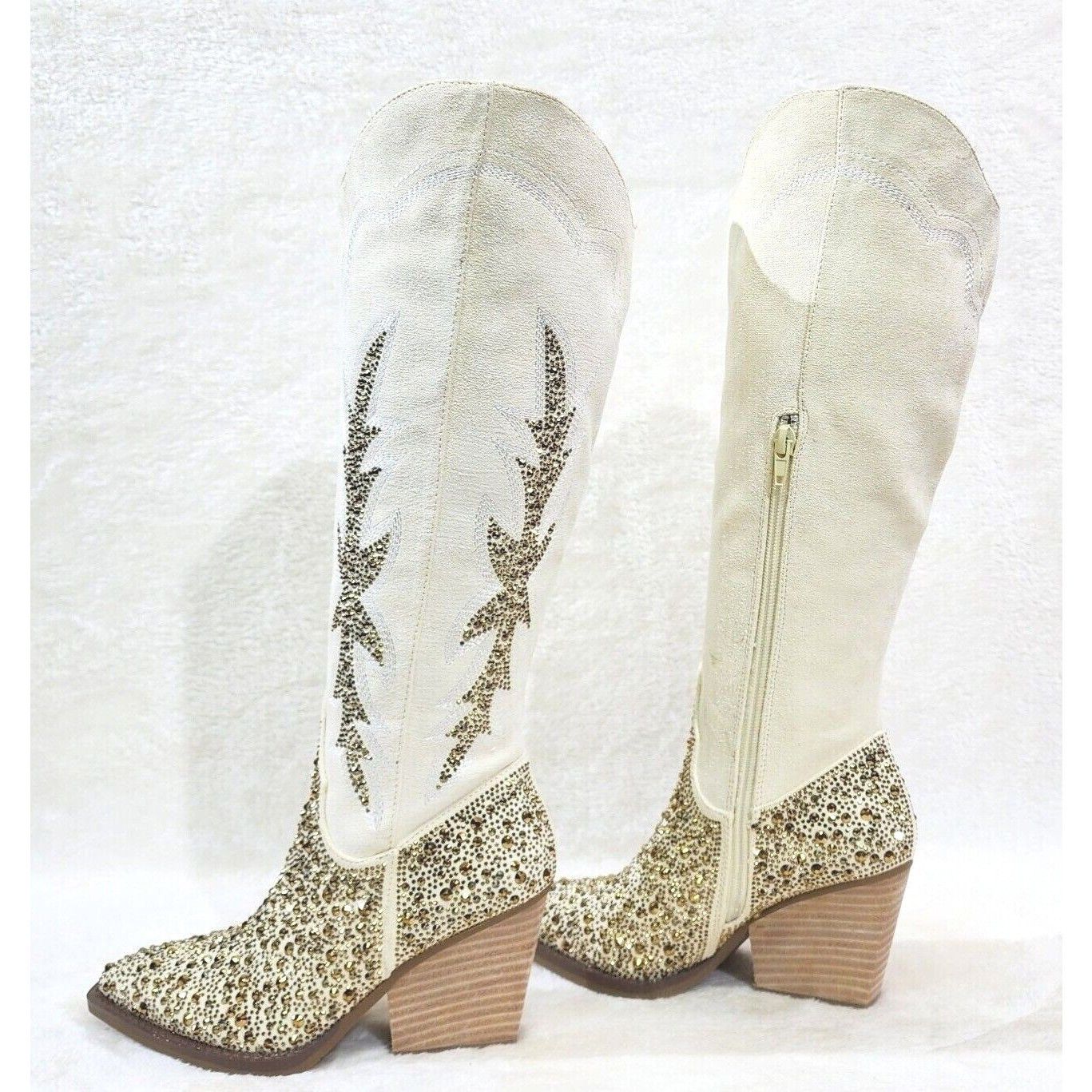Other Murrey Buttery Ivory With Rhinestones Glamour Western Cowgi Size US 9 / IT 39 - 1 Thumbnail