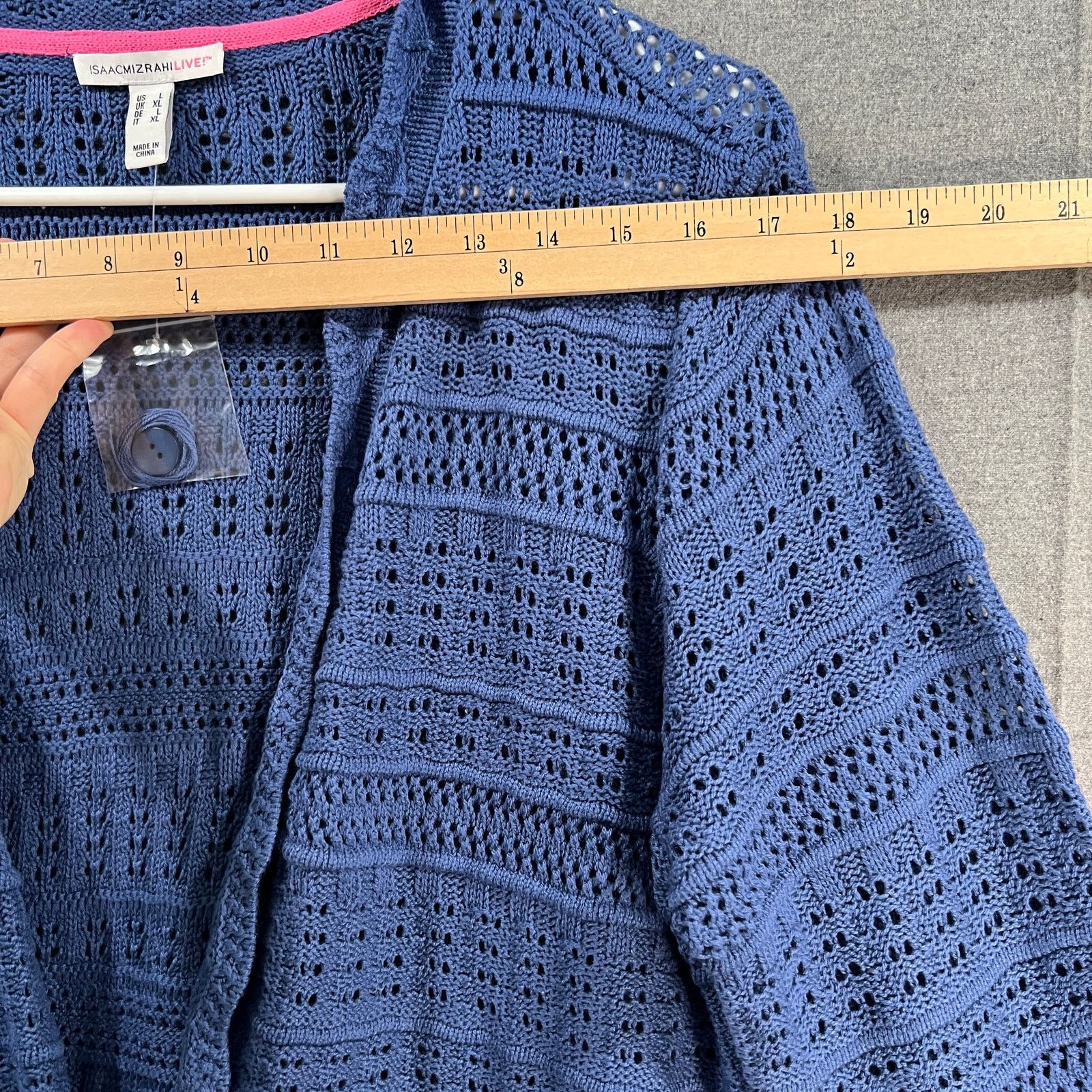Isaac Mizrahi Isaac Mizrahi LIVE! Pointelle 3/4 Sleeve Crochet Sweate Size L / US 10 / IT 46 - 9 Thumbnail