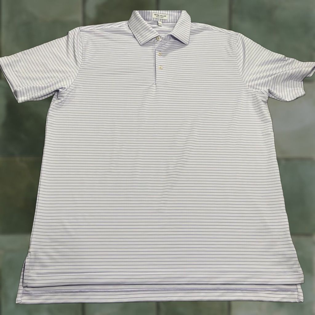 Peter Millar Peter Millar Shirt Purple/White Striped Summer Comfort Polo L Mens Size US L / EU 52-54 / 3 - 1 Thumbnail