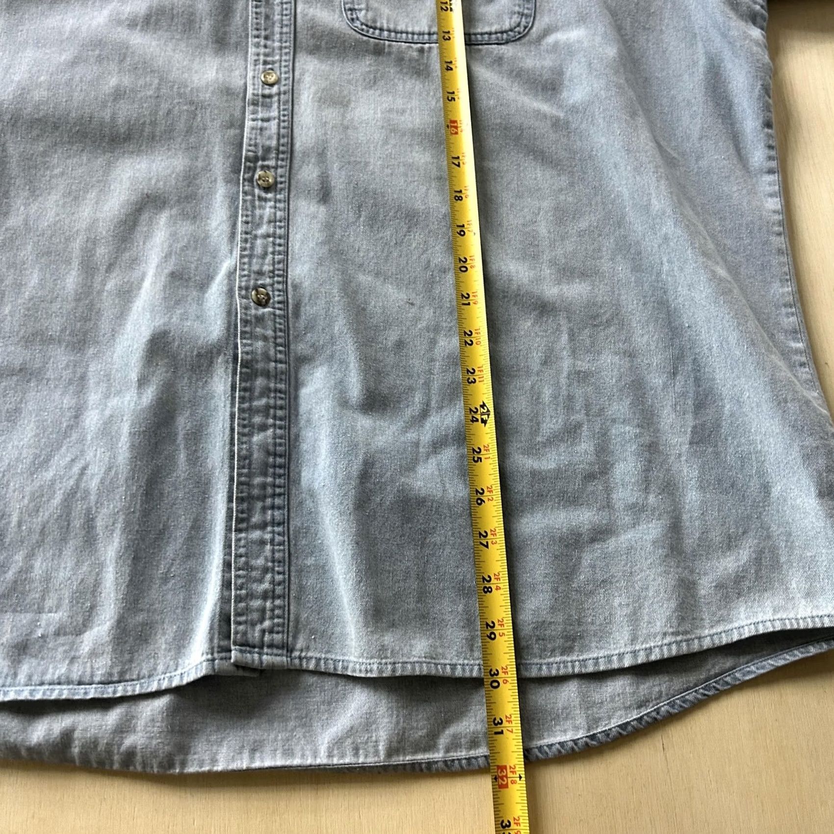 Faded Glory Faded Glory Mens 2XL Blue Denim Short Sleeve Button Up Casual Workwear Shirt Size US XXL / EU 58 / 5 - 5 Thumbnail