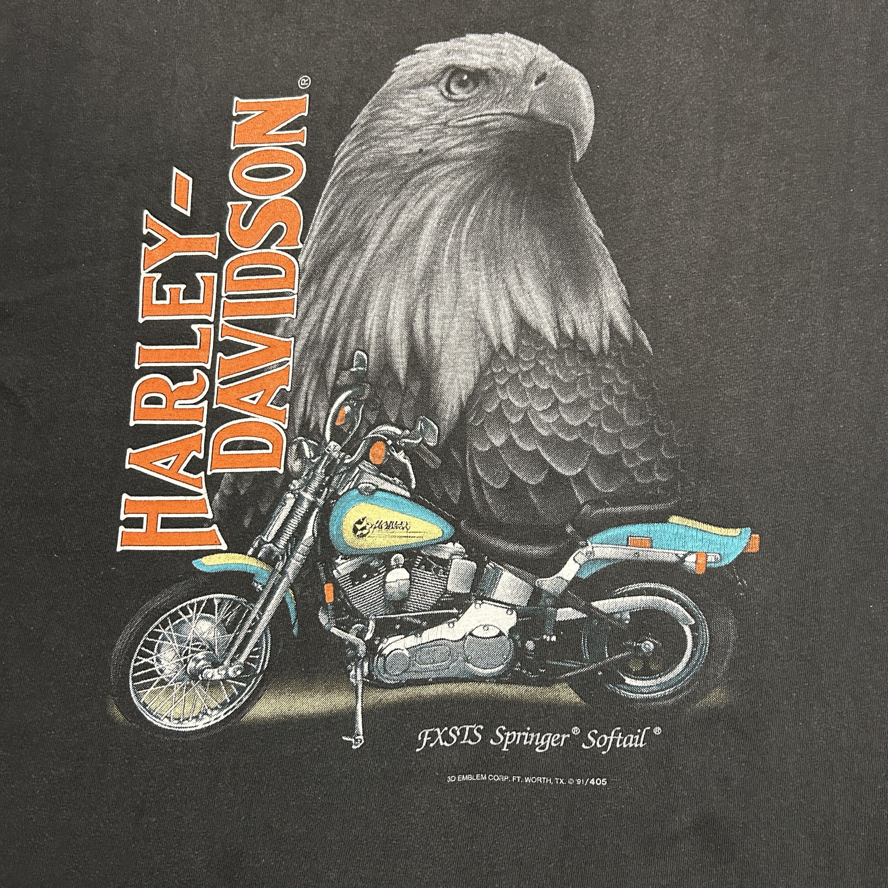 Vintage Harley Davidson Springer Softail 3D Emblem 1991 T-shirt Size US XL / EU 56 / 4 - 3 Thumbnail