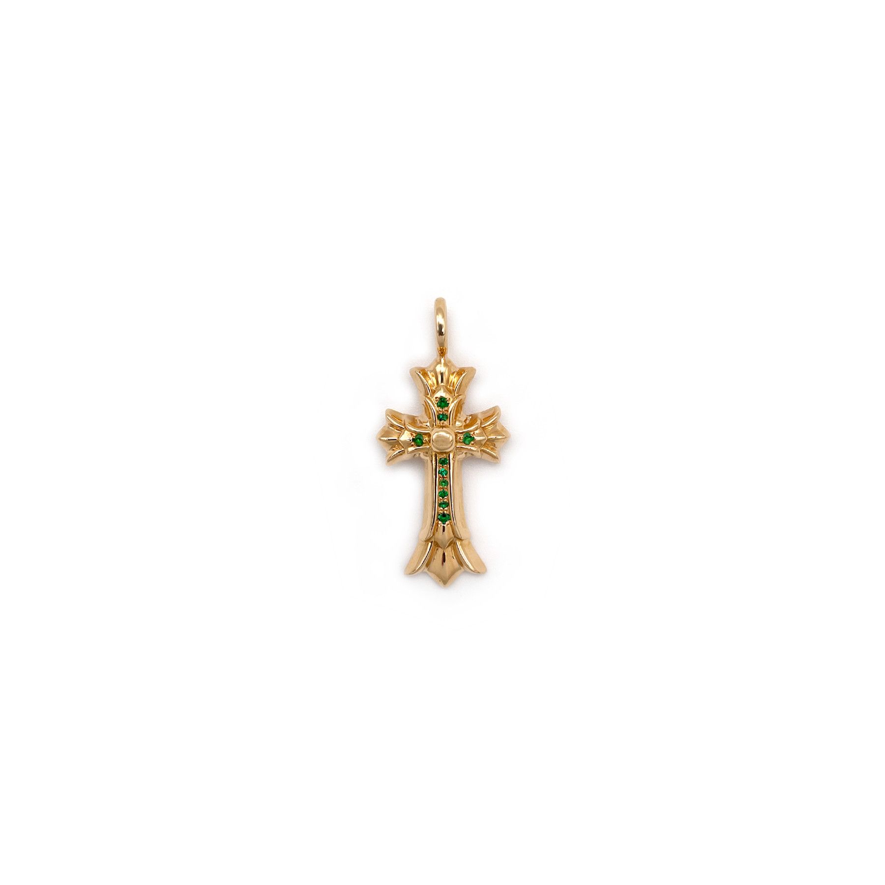 Chrome Hearts Chrome Hearts 22K Gold Emerald Double Cross Charm Pendant Size ONE SIZE - 1 Thumbnail