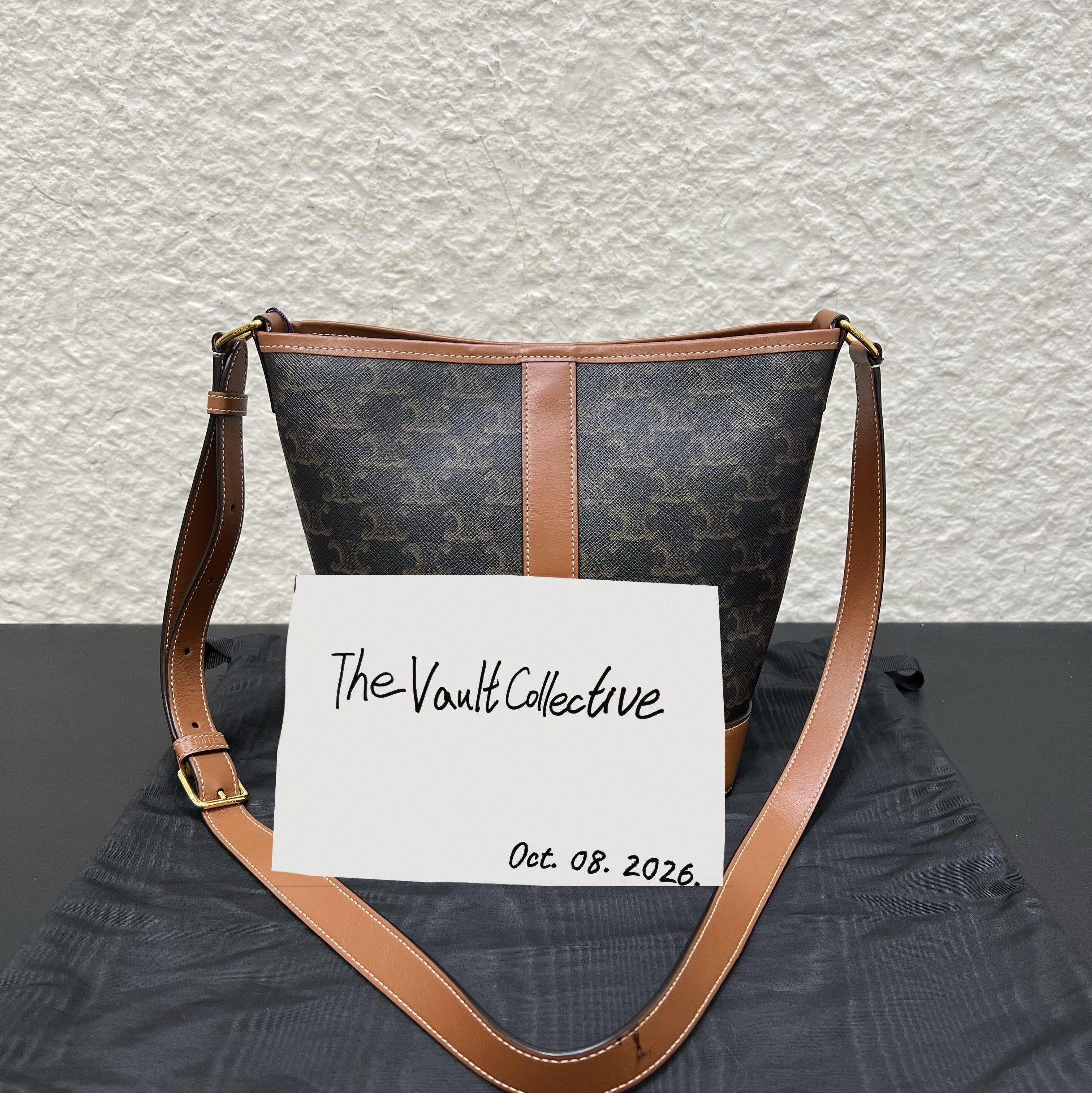 Celine CELINE bucket bag Small dark browncoated canvas Triomphe print crossbody bag Size ONE SIZE - 1 Thumbnail
