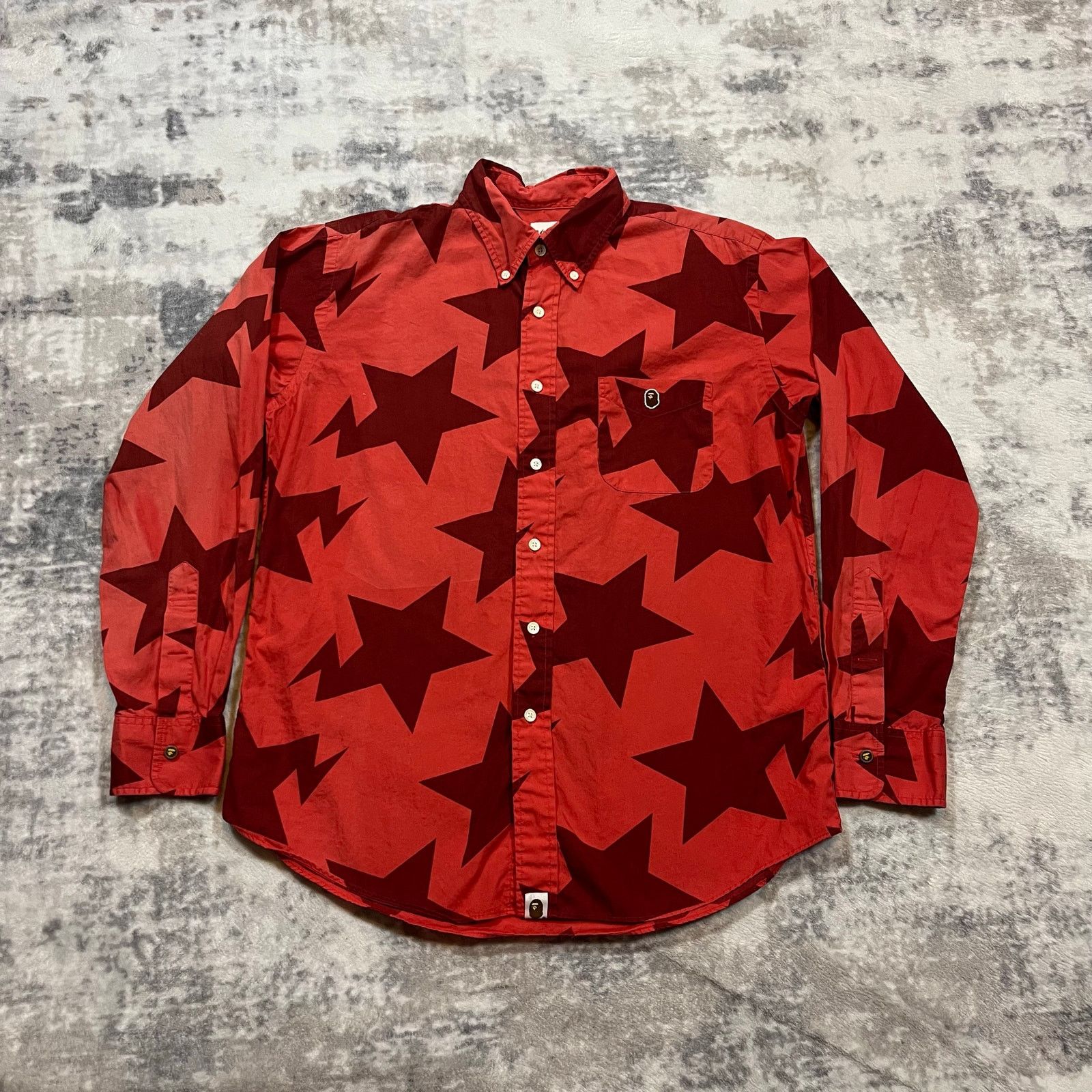 Authentic Bape 2000's All Over Sta Print Button Up Shirt M