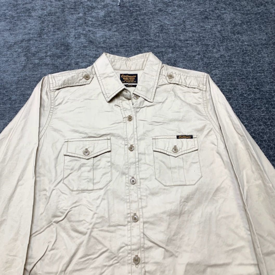 Epaulet Civilianaire Wash and Wear Officer Epaulet Shirt Womens L Gray Cotton Button Up Size L / US 10 / IT 46 - 4 Thumbnail