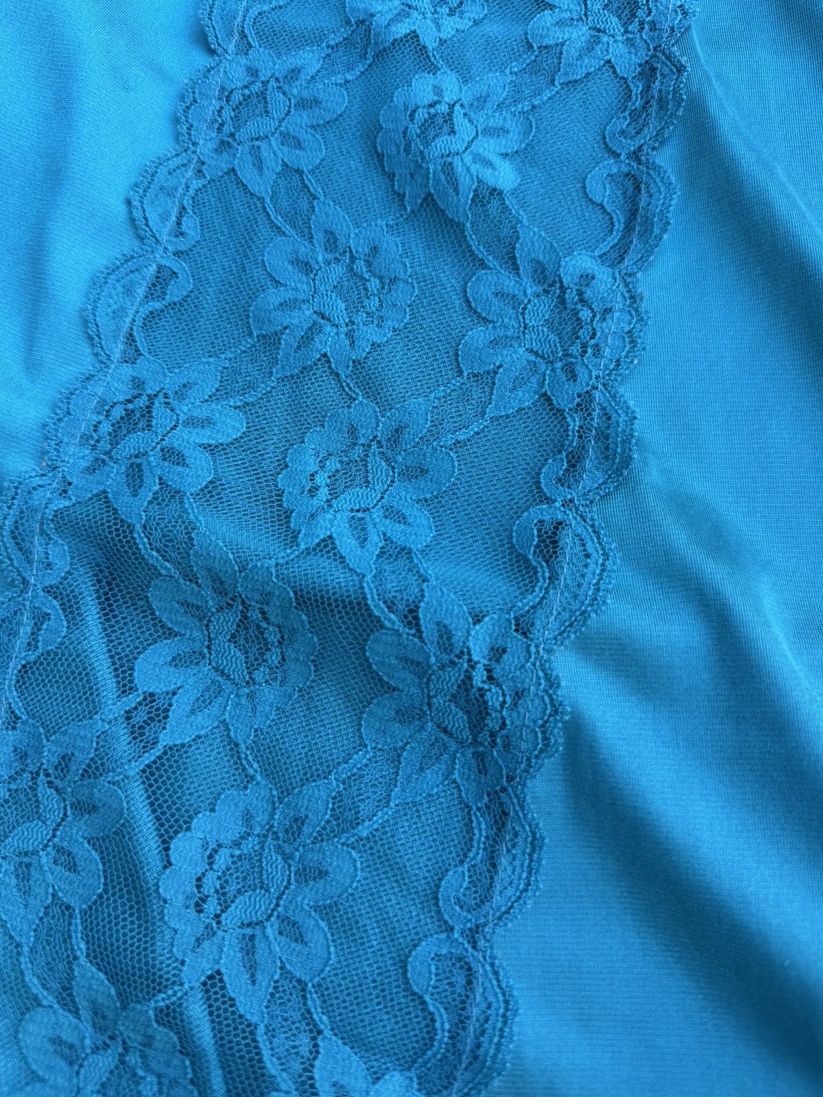 Other Vtg Val Mode Lingerie Slip Dress Nightgown Teal Lace Long Size S / US 4 / IT 40 - 11 Thumbnail