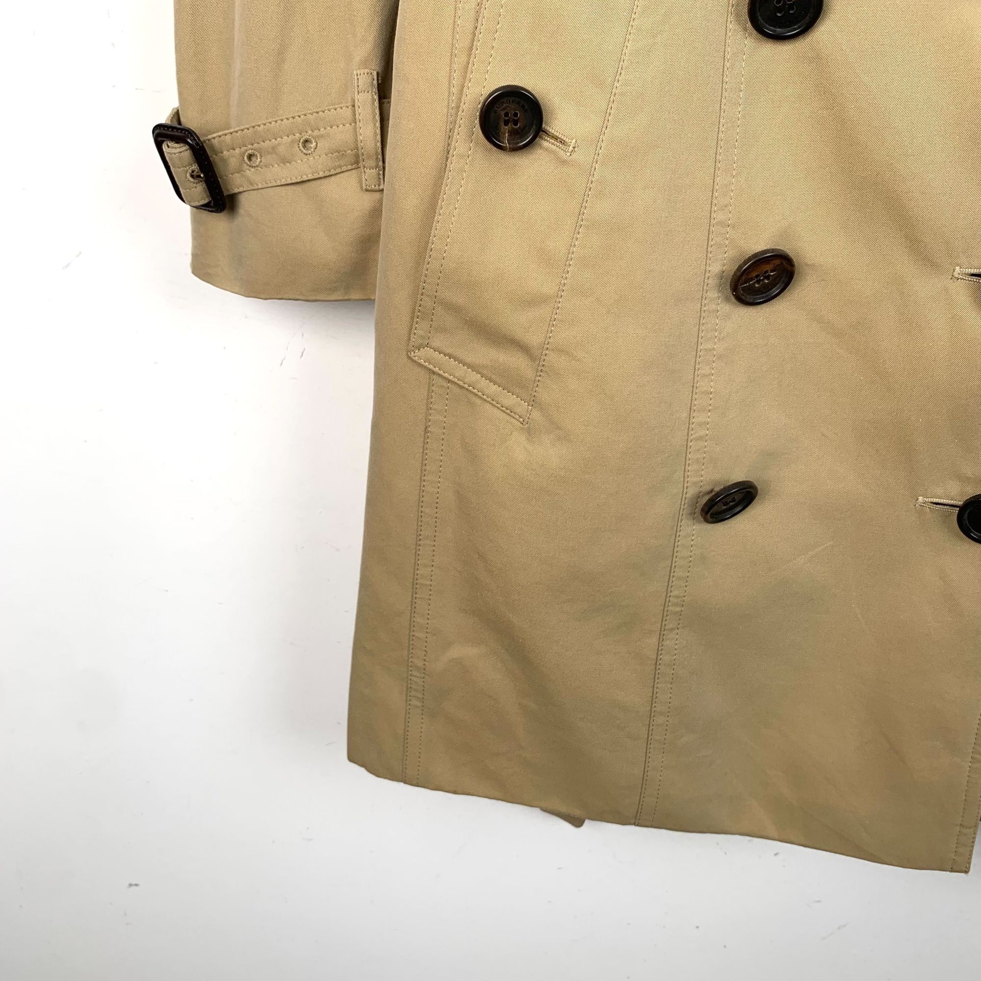 Burberry Burberry Brown Cotton Double-Breasted Belted Trench Coat (Si Size XXS / US 00 / IT 34 - 6 Thumbnail