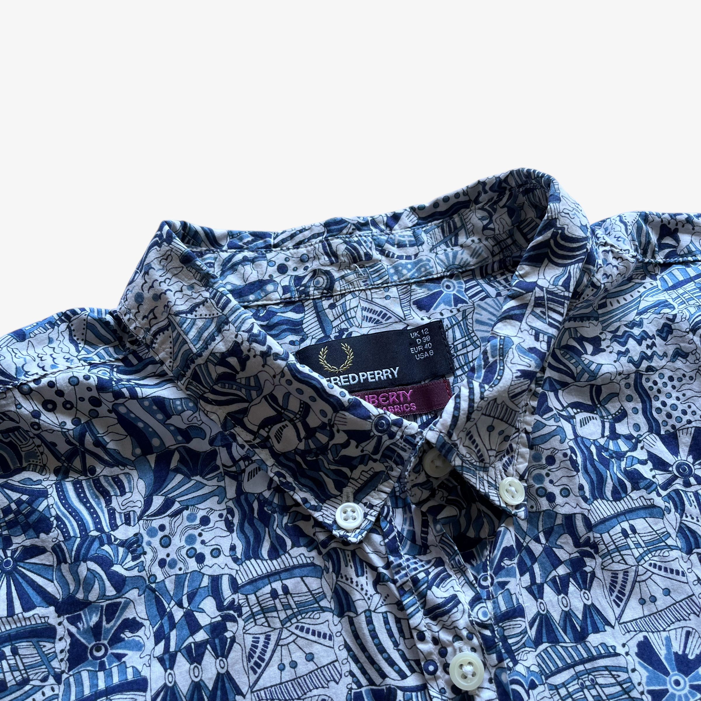 Fred Perry Vintage Y2K Women's Fred Perry Liberty Abstract Print Shirt Size L / US 10 / IT 46 - 6 Thumbnail