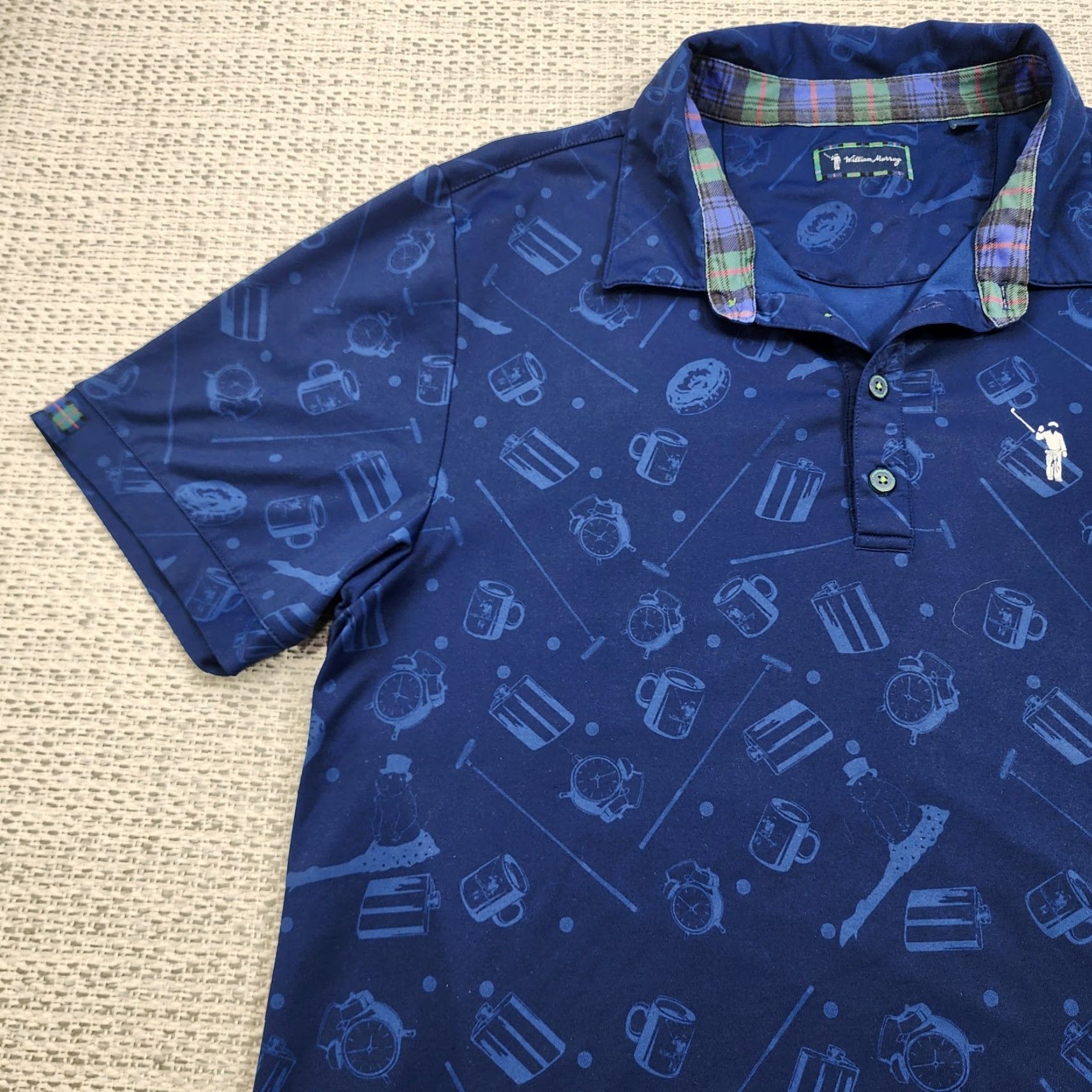 Vintage William Murray Polo Shirt Mens Large Golf Cocktails Food Print Performance Shirt Size US L / EU 52-54 / 3 - 2 Thumbnail