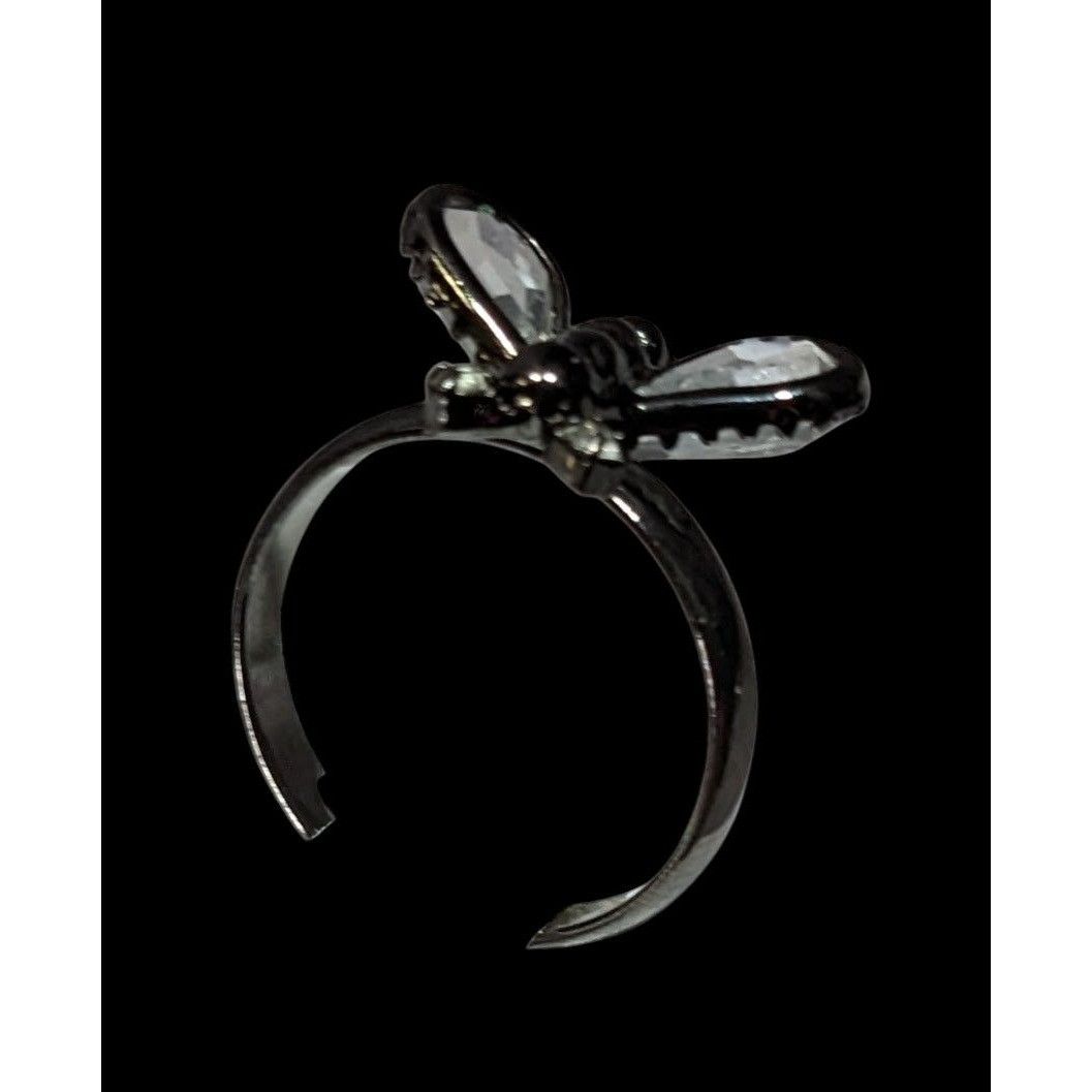 Other Whimsygoth Fairycore Black Dragonfly Adjustable Ring With Cl Size ONE SIZE - 6 Thumbnail