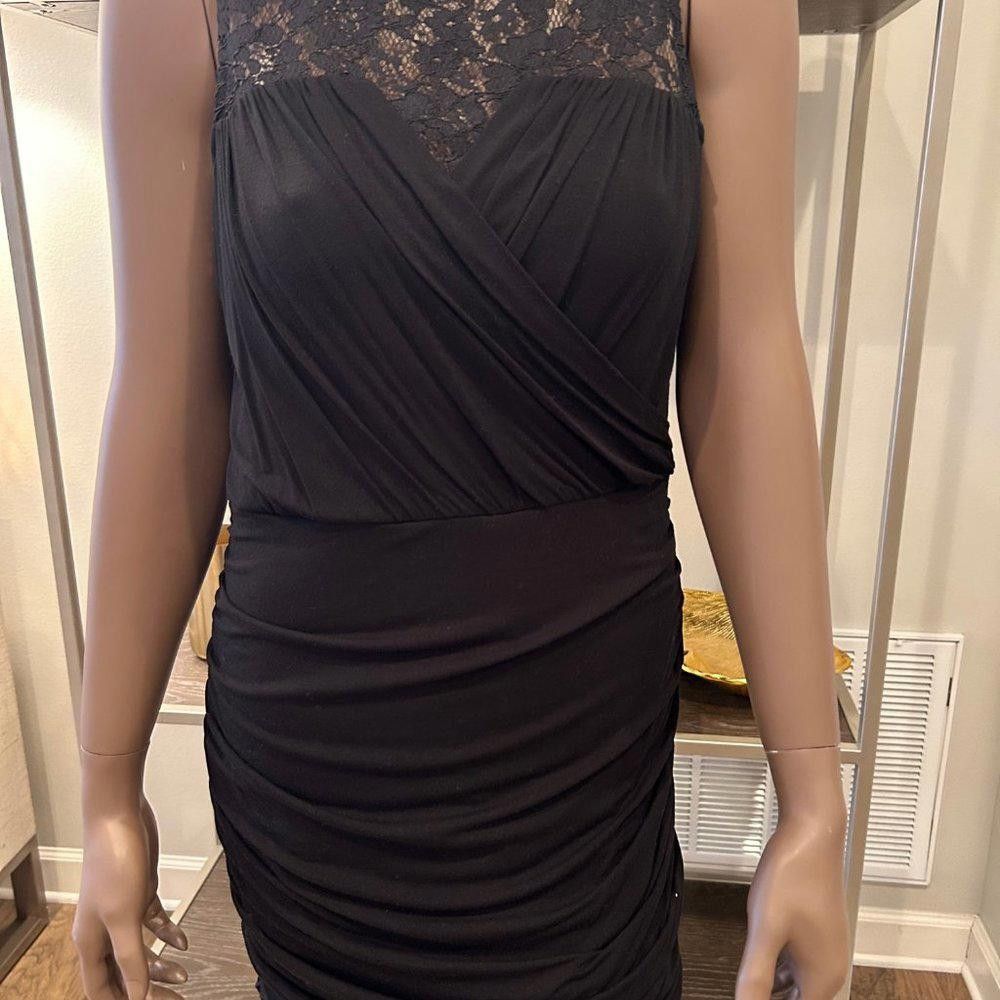 Designer Cynthia Steffe Black Ruched Midi Sleeveless Size M / US 6-8 / IT 42-44 - 2 Thumbnail
