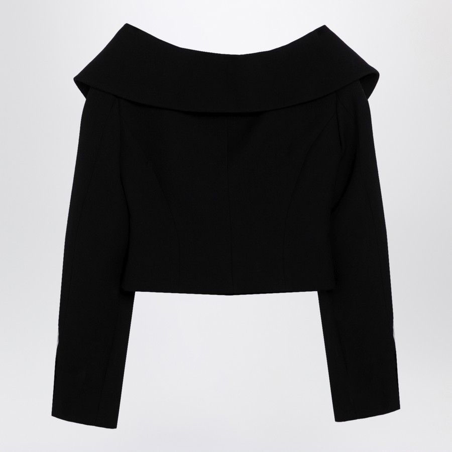 Alessandra Rich o1d2blof0724 Wool Jacket in Black Size M / US 6-8 / IT 42-44 - 2 Thumbnail