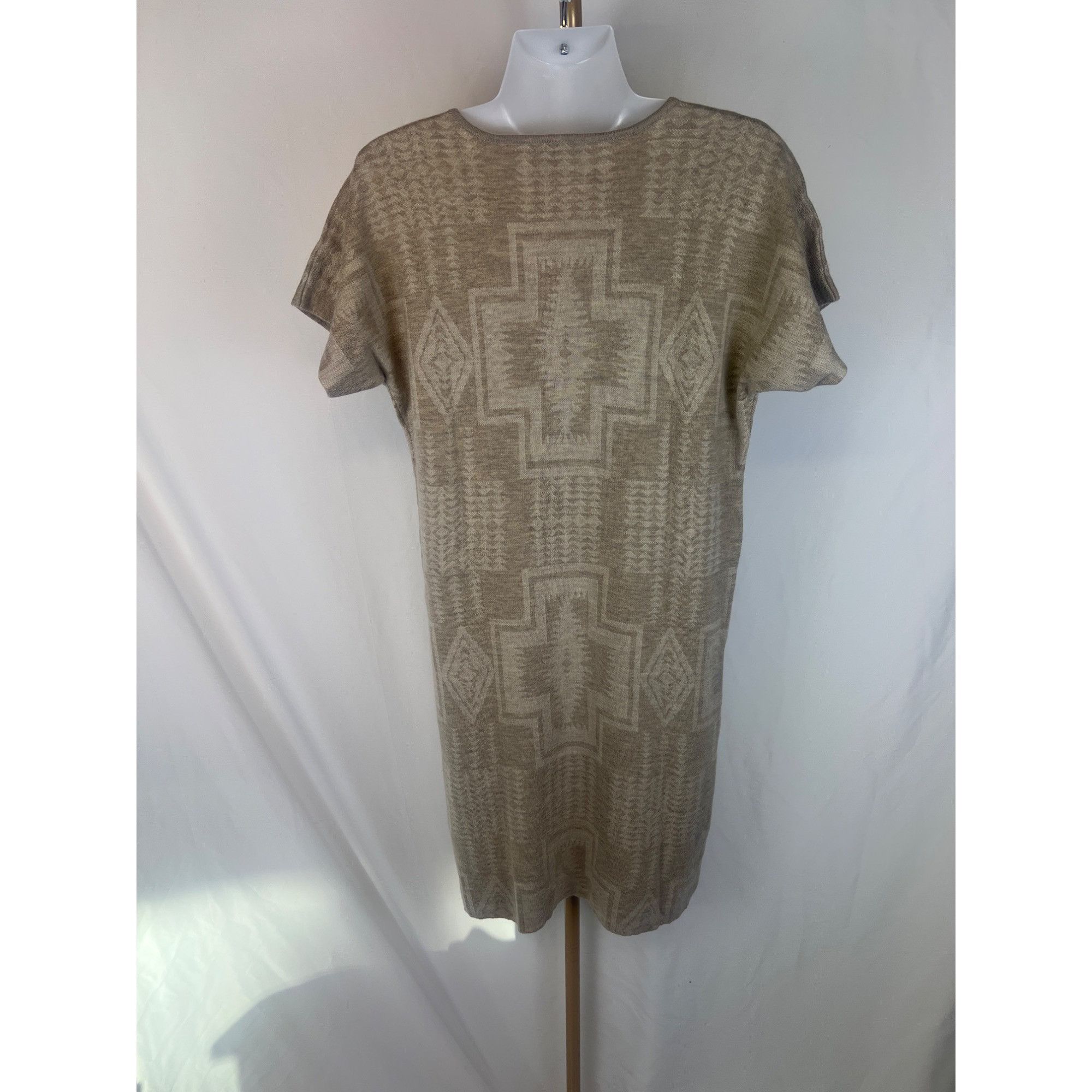 Pendleton Pendleton Womens Beige 100% Merino Wool Shift Dress Tribal P Size M / US 6-8 / IT 42-44 - 2 Thumbnail