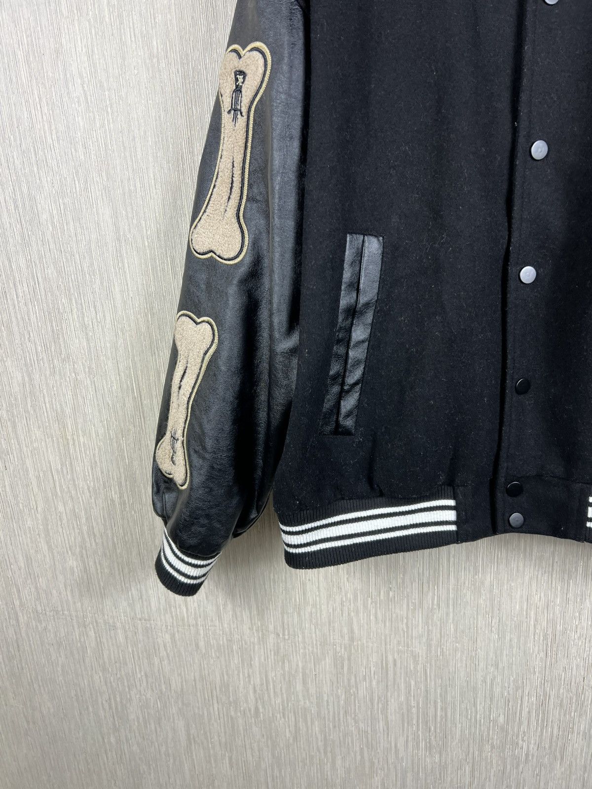 Japanese Brand Made Extreme leather wool varsity jacket kapital bones boxy Size US L / EU 52-54 / 3 - 7 Thumbnail