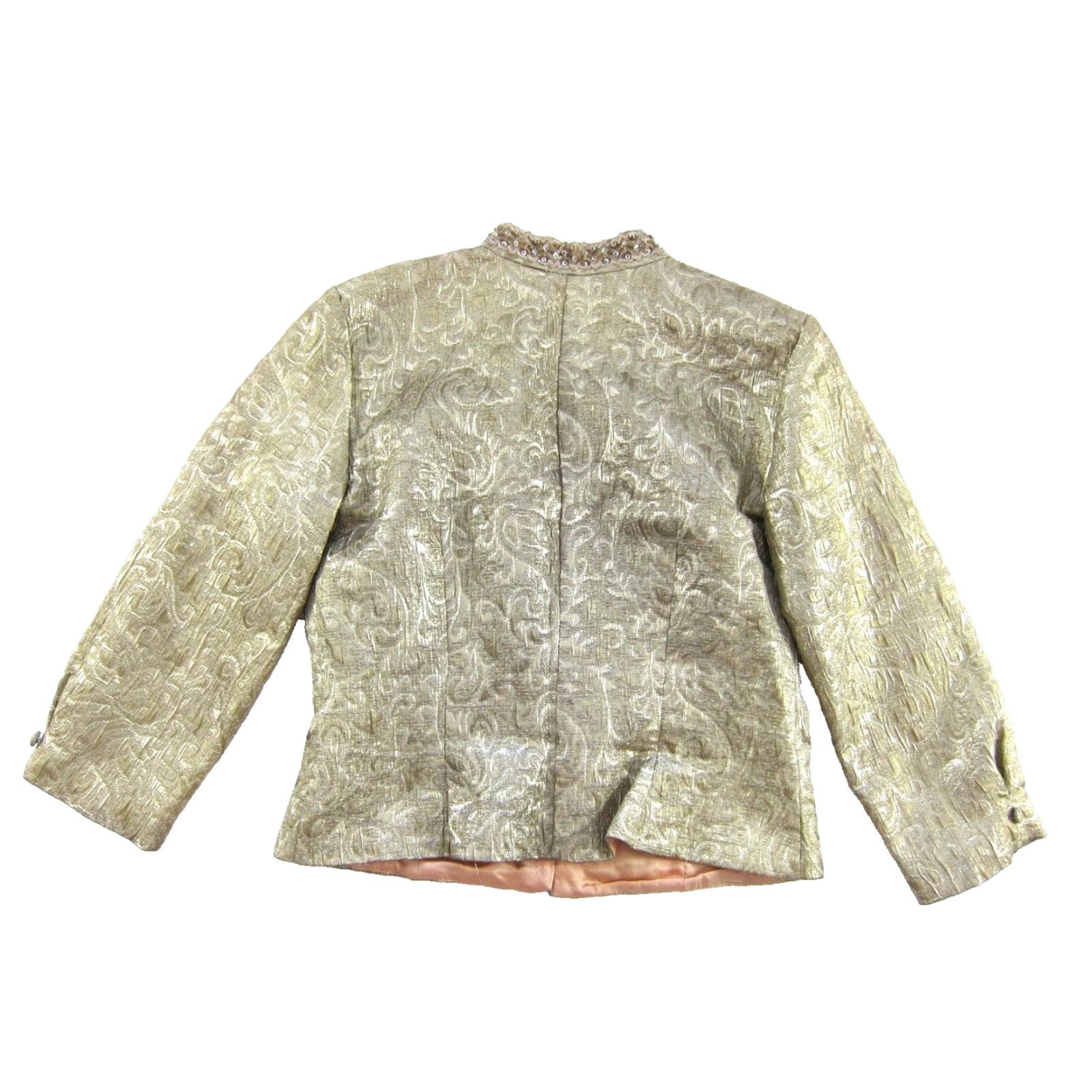 Vintage Vtg J.R. Nites Gold Metallic 3/4 Sleeve Bolero Blazer Jacket Women 10 Size L / US 10 / IT 46 - 2 Thumbnail