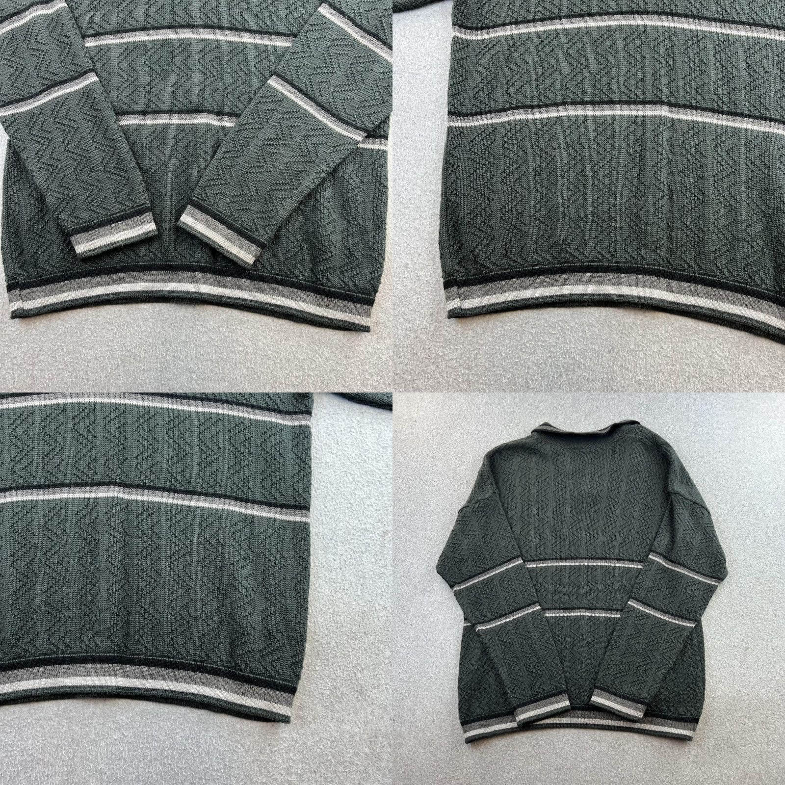 Guess VINTAGE GUESS Sweater Mens XL Green 1/4 Zip Collared Striped Made USA 90s Size US XL / EU 56 / 4 - 8 Thumbnail