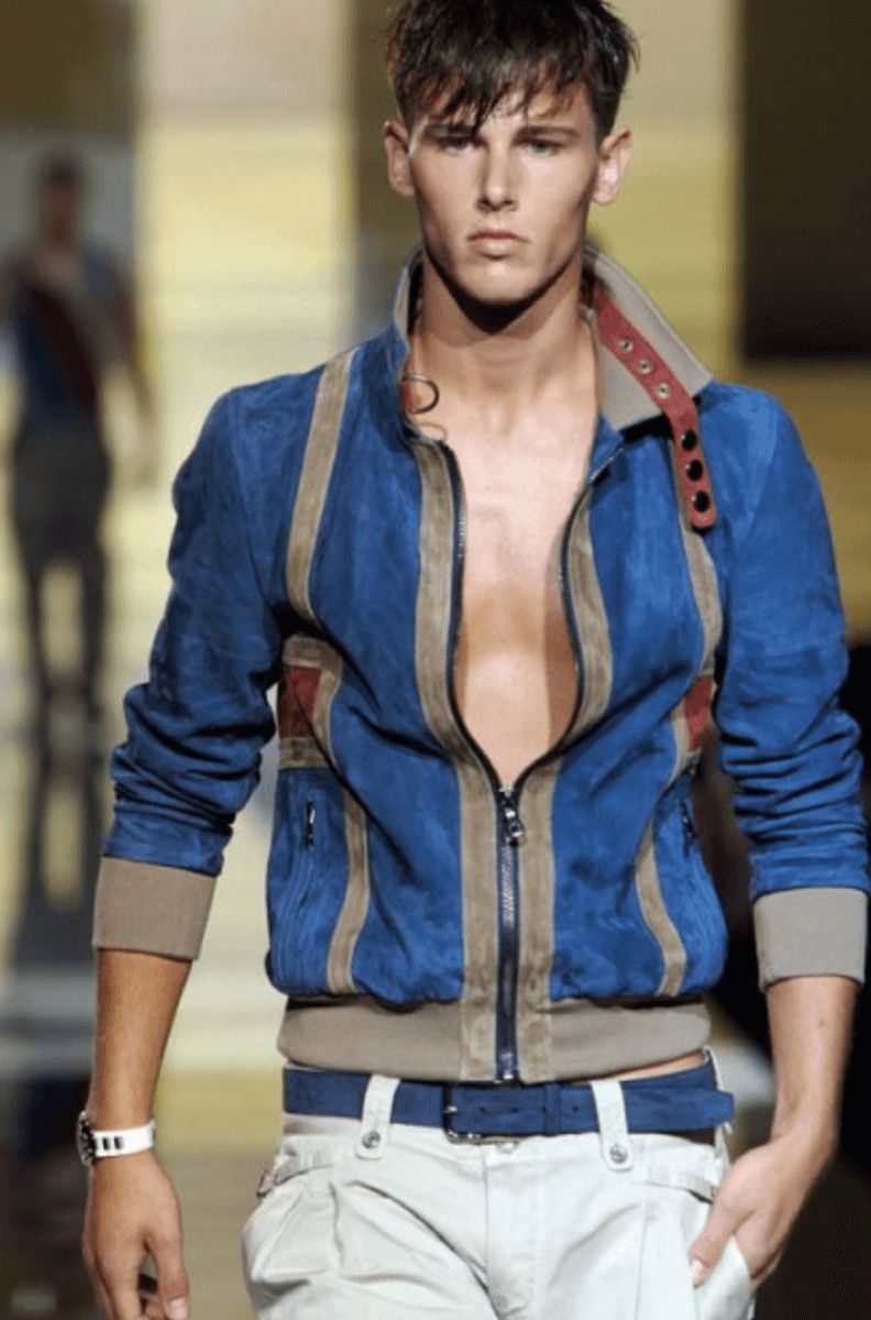 Dolce & Gabbana SS2007 Dolce & Gabbana Blue & Beige Suede Leather Jacket Size US M / EU 48-50 / 2 - 2 Thumbnail