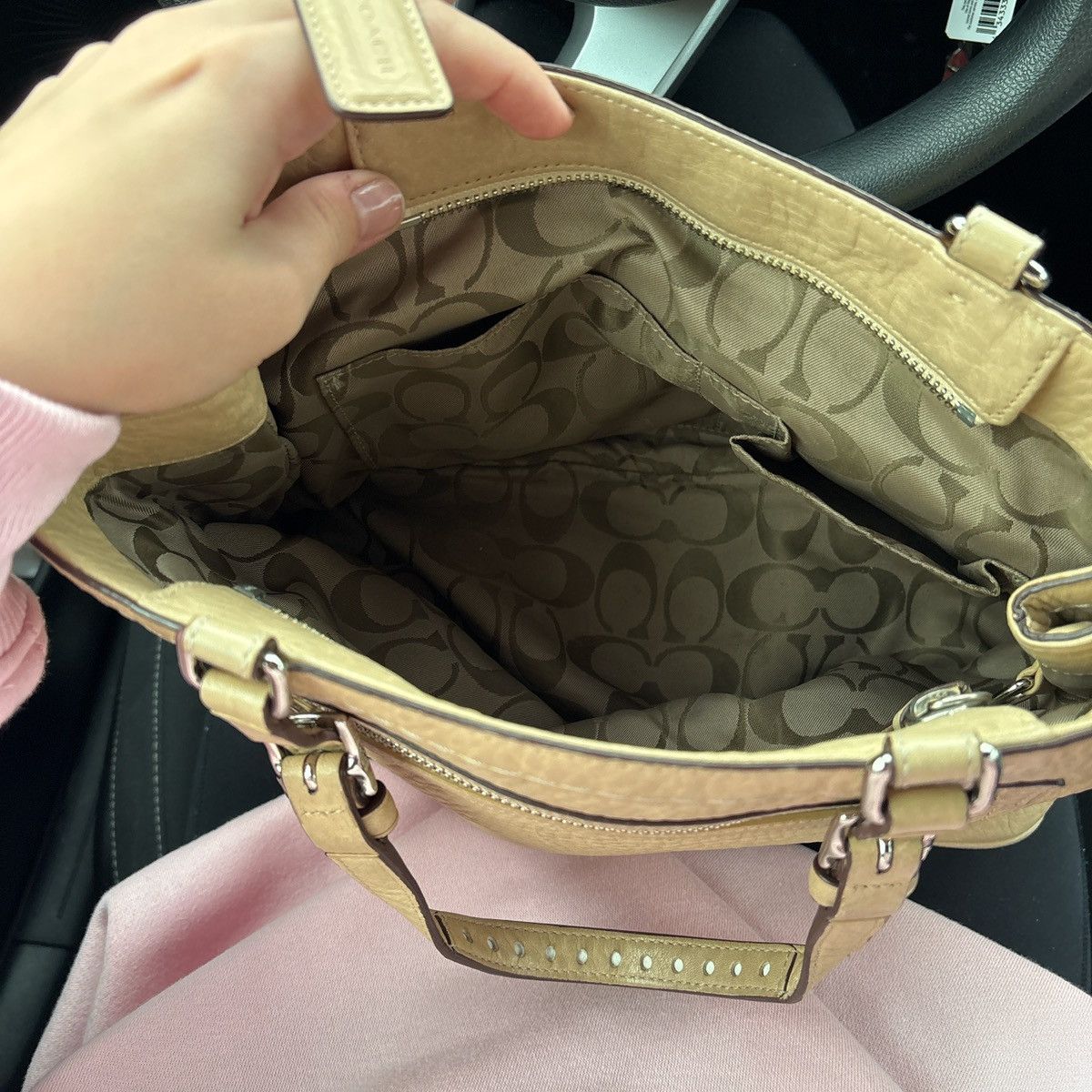 Coach Coach Beige Pebbled Leather Satchel Size ONE SIZE - 3 Thumbnail
