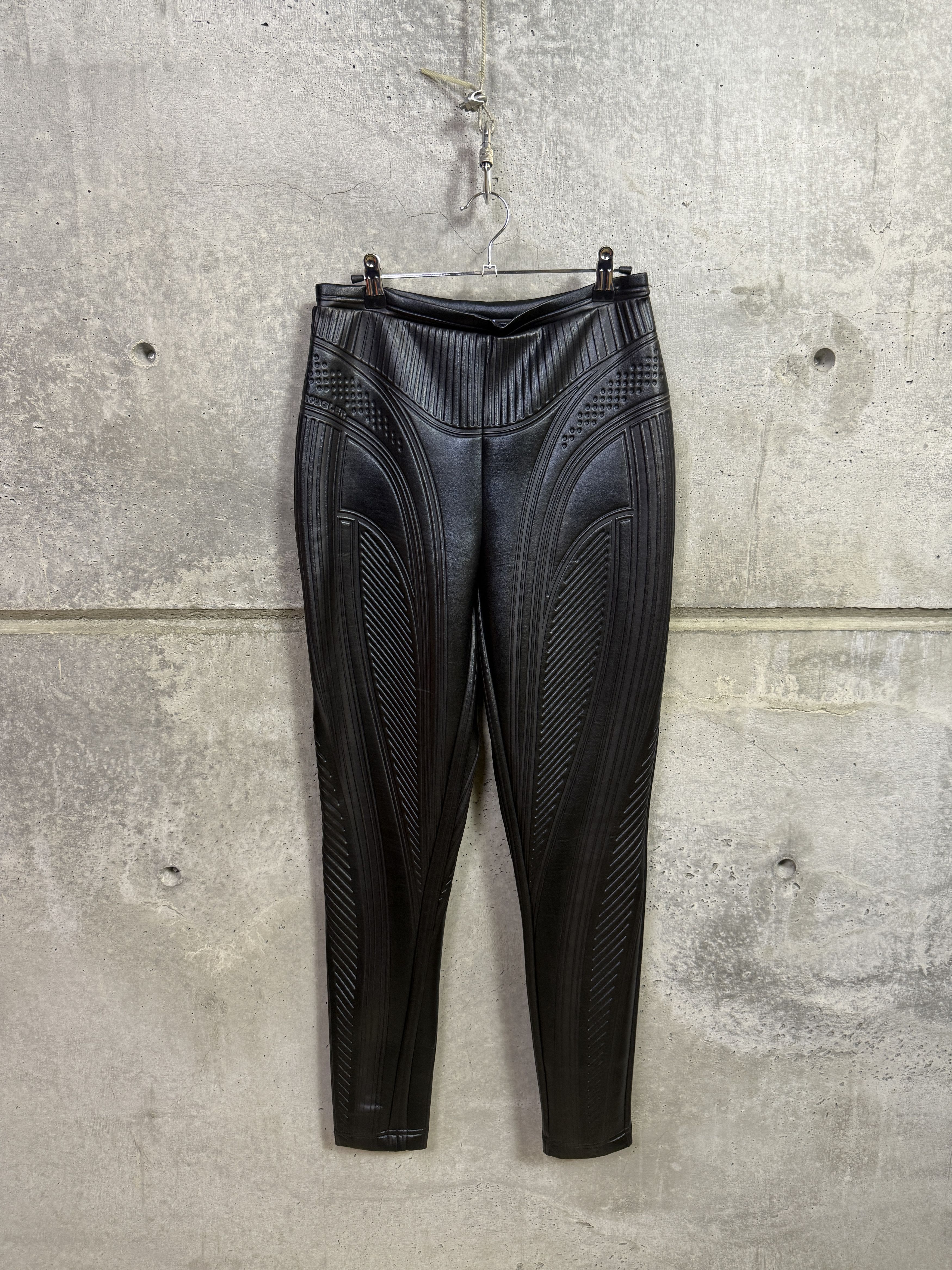 Mugler Mugler Black Embossed Scuba Leggings Size 30" / US 8 / IT 44 - 1 Thumbnail