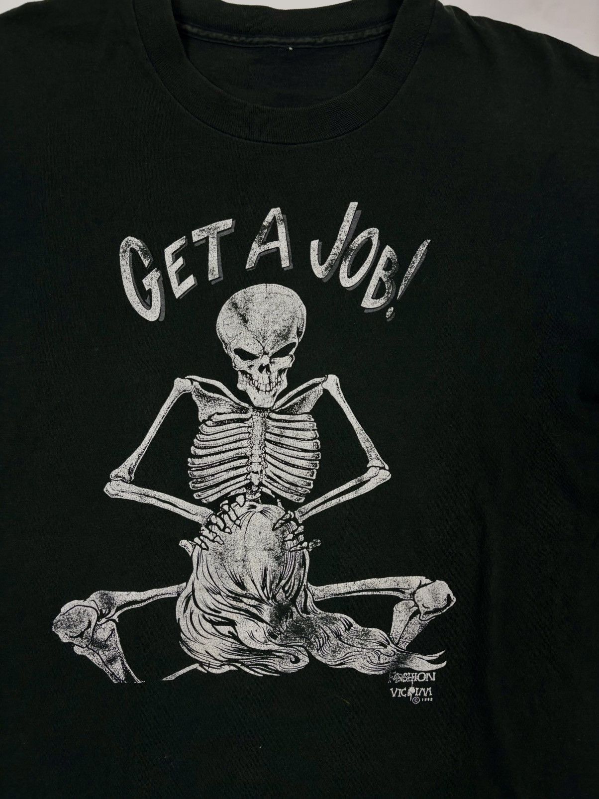 Fashion Victim × Vintage 1992 Get a Job Skeleton "Fashion Victim" Single Stitch Tee Size US XL / EU 56 / 4 - 3 Thumbnail