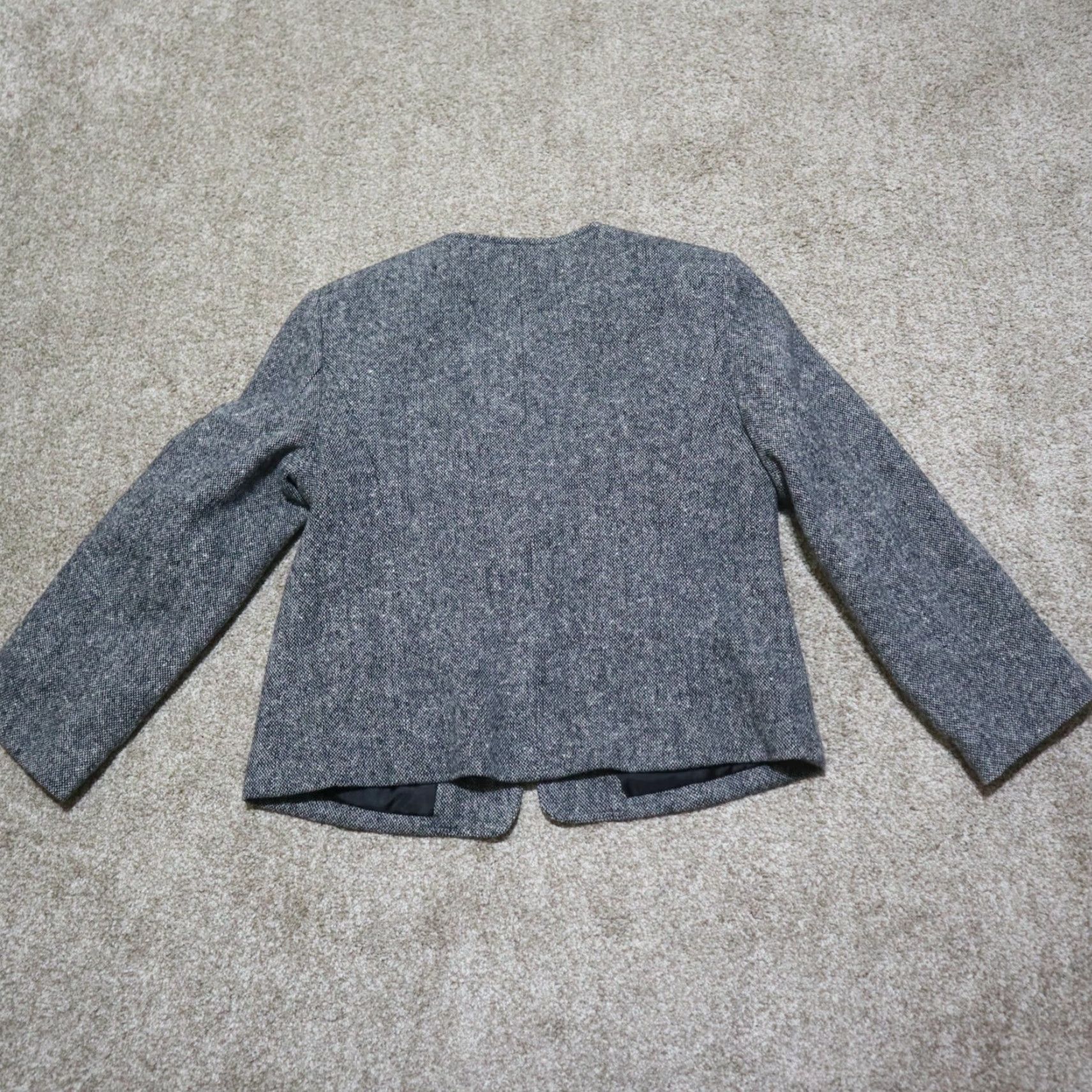 Orvis VINTAGE ORVIS 100% Wool Open Front Blazer Black/White Tweed Women’s Sz 12p Shirt Size XL / US 12-14 / IT 48-50 - 8 Thumbnail