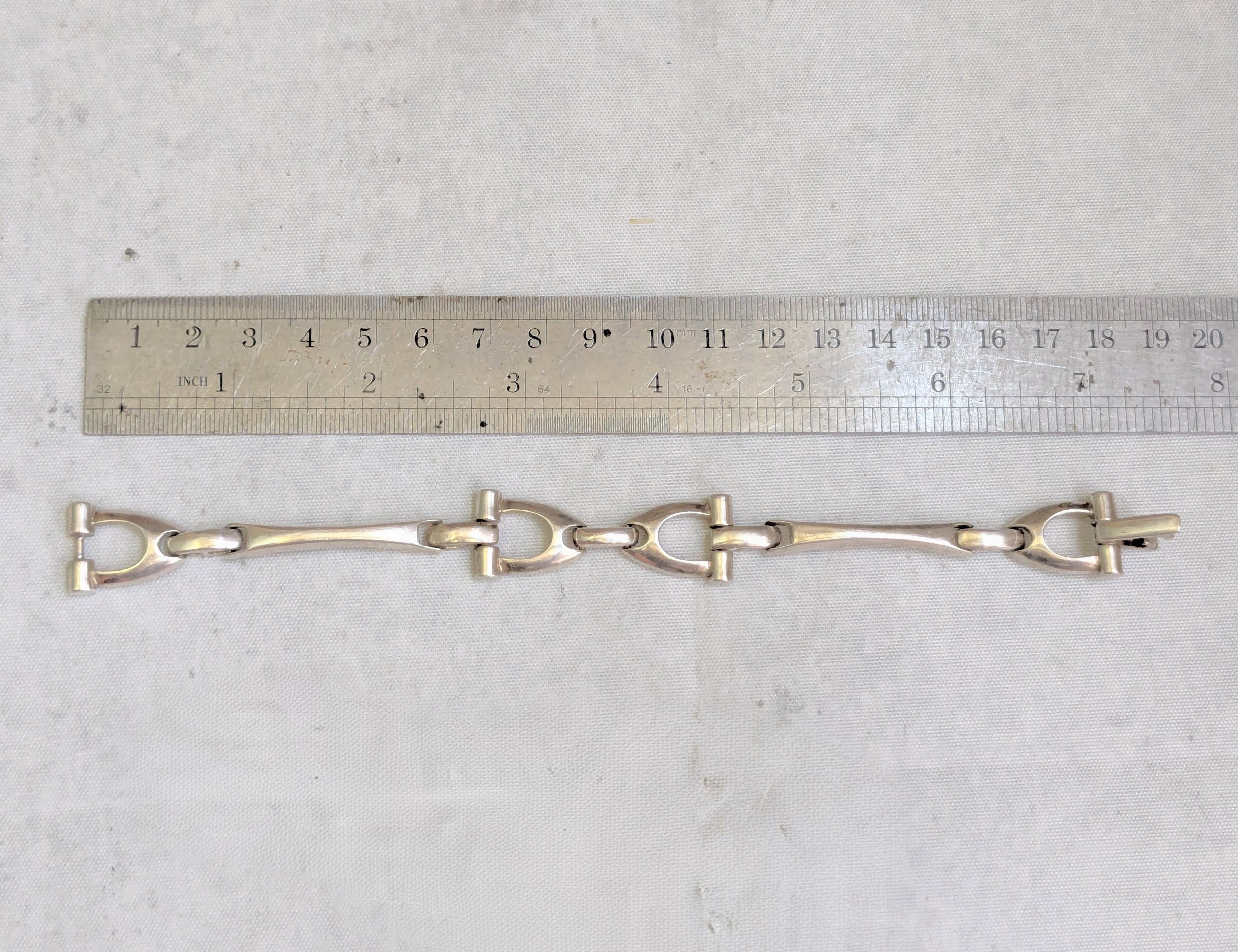 Jewelry Vintage Sterling Silver Bracelet Equestrian 6.75" Size ONE SIZE - 13 Thumbnail