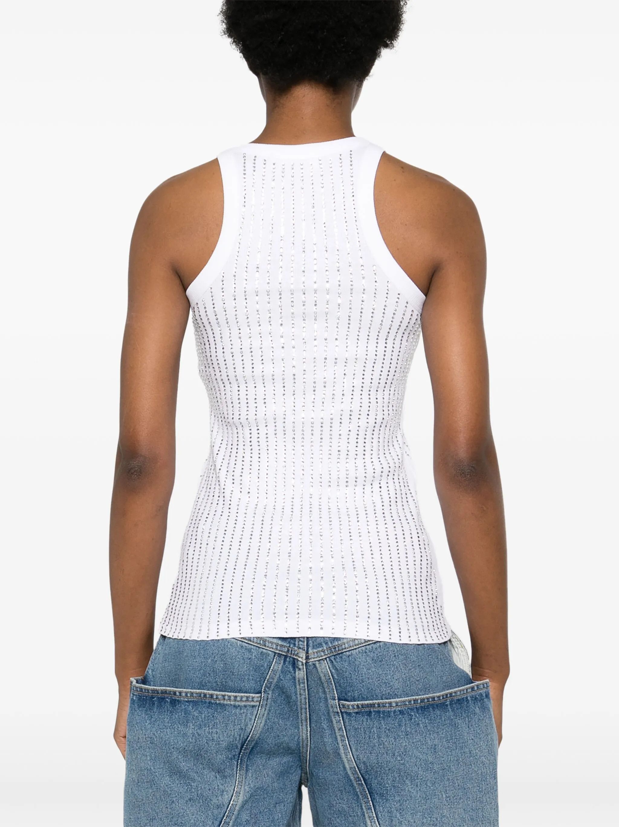 The Attico o1s22i1n0325 Crystal Tank Top in White Size M / US 6-8 / IT 42-44 - 4 Thumbnail