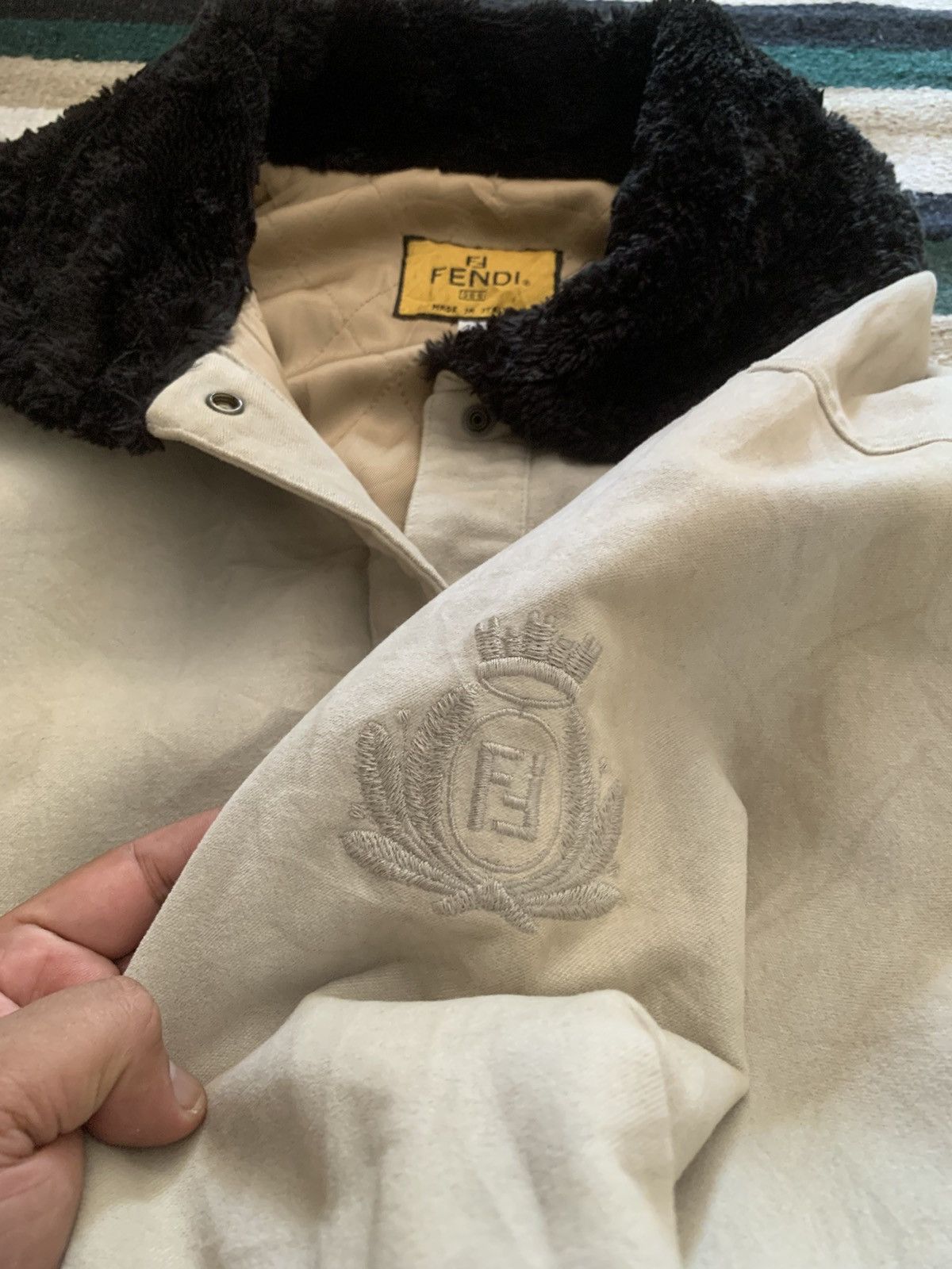 Fendi × Fragment Design ⚡️RARE⚡️Vintage 70s Fendi Varsity Bomber jacket Letterman Size US L / EU 52-54 / 3 - 14 Thumbnail