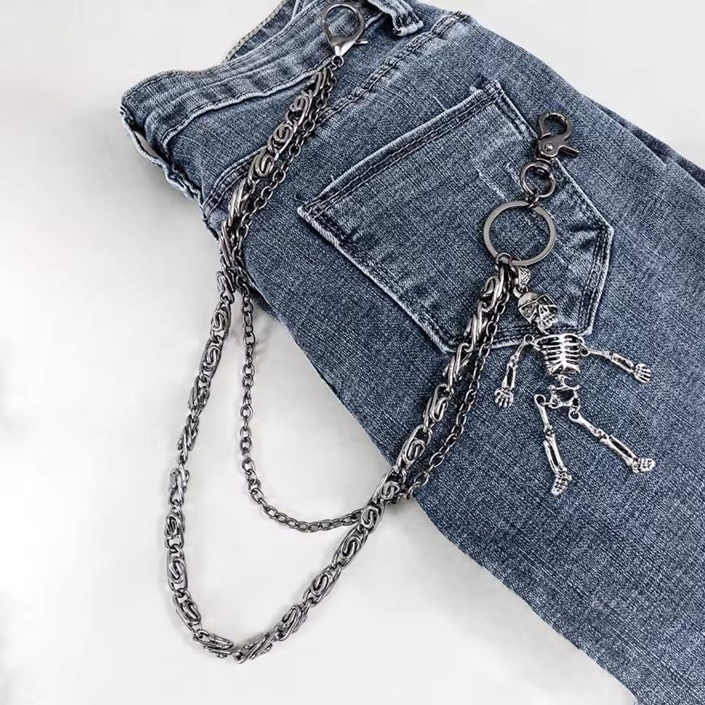 Other Double Metal Waist Key Chain Skull Head Skeleton Pants Size ONE SIZE - 3 Thumbnail